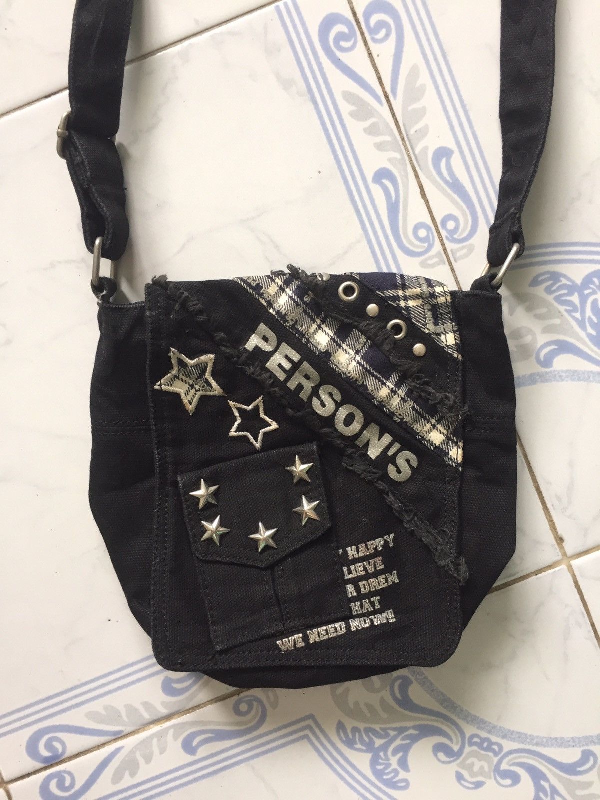 PERSON'S Patch & Distress Style Person’s Sling Bag Size ONE SIZE - 2 Thumbnail