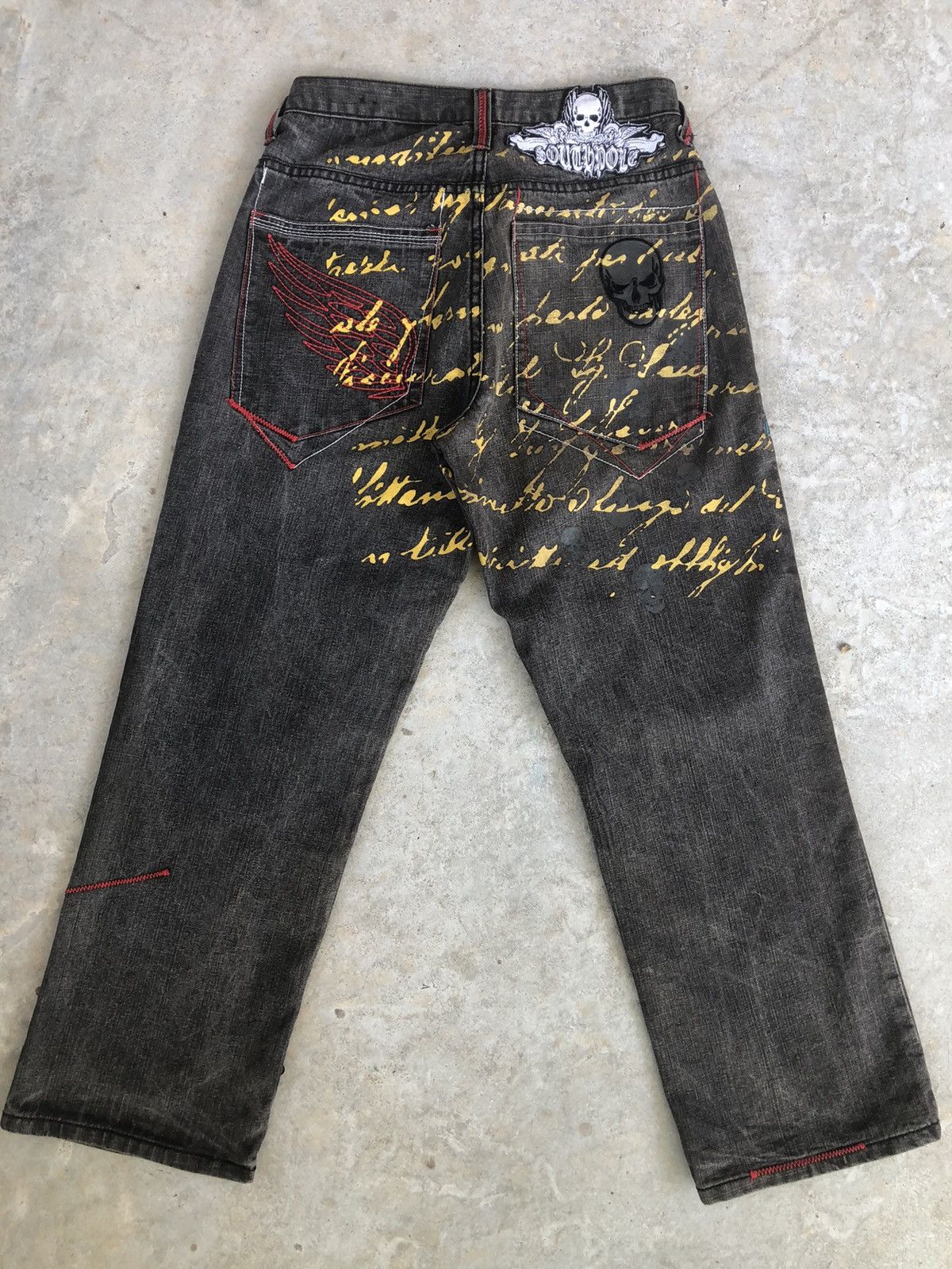 Southpole Denim Painted Embroidered Jeans baggy hip hop