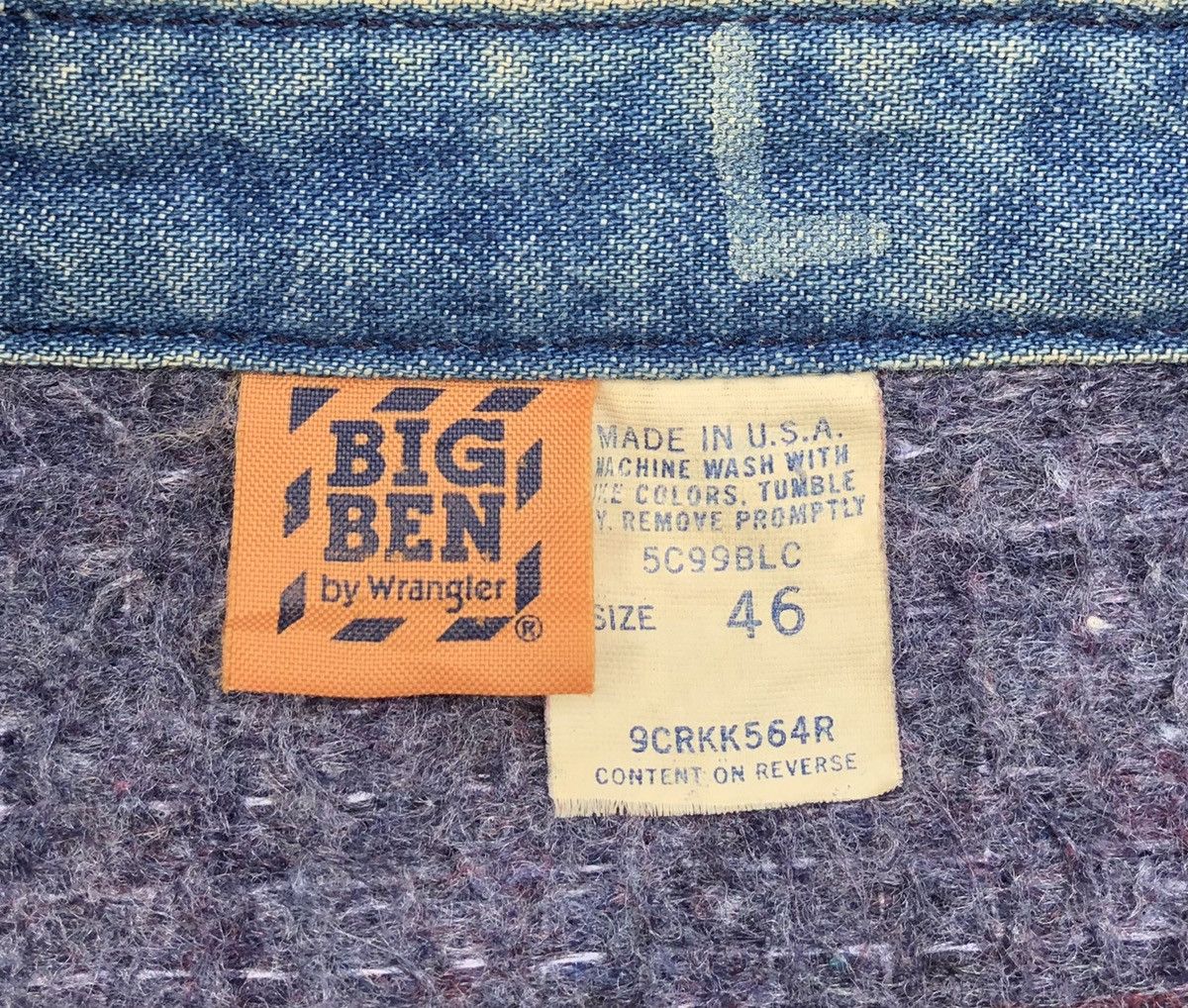 Wrangler 80s Big BEN By Wrangler Chore Jacket Workwear Woollen Lining Size US L / EU 52-54 / 3 - 14 Thumbnail