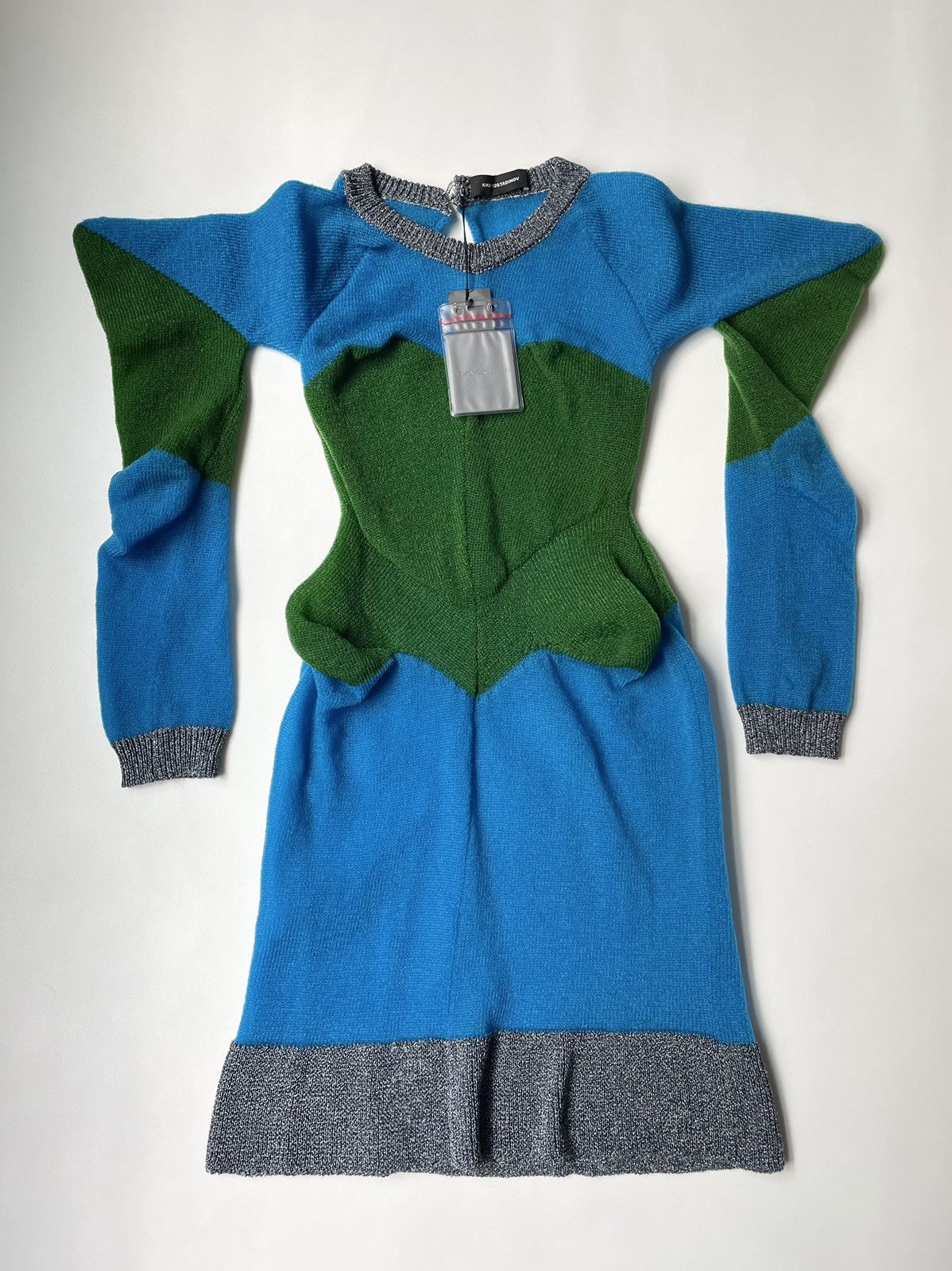 image of Kiko Kostadinov 3D Bustier Knit Dress in Blue/Green/Black, Women's (Size Small)