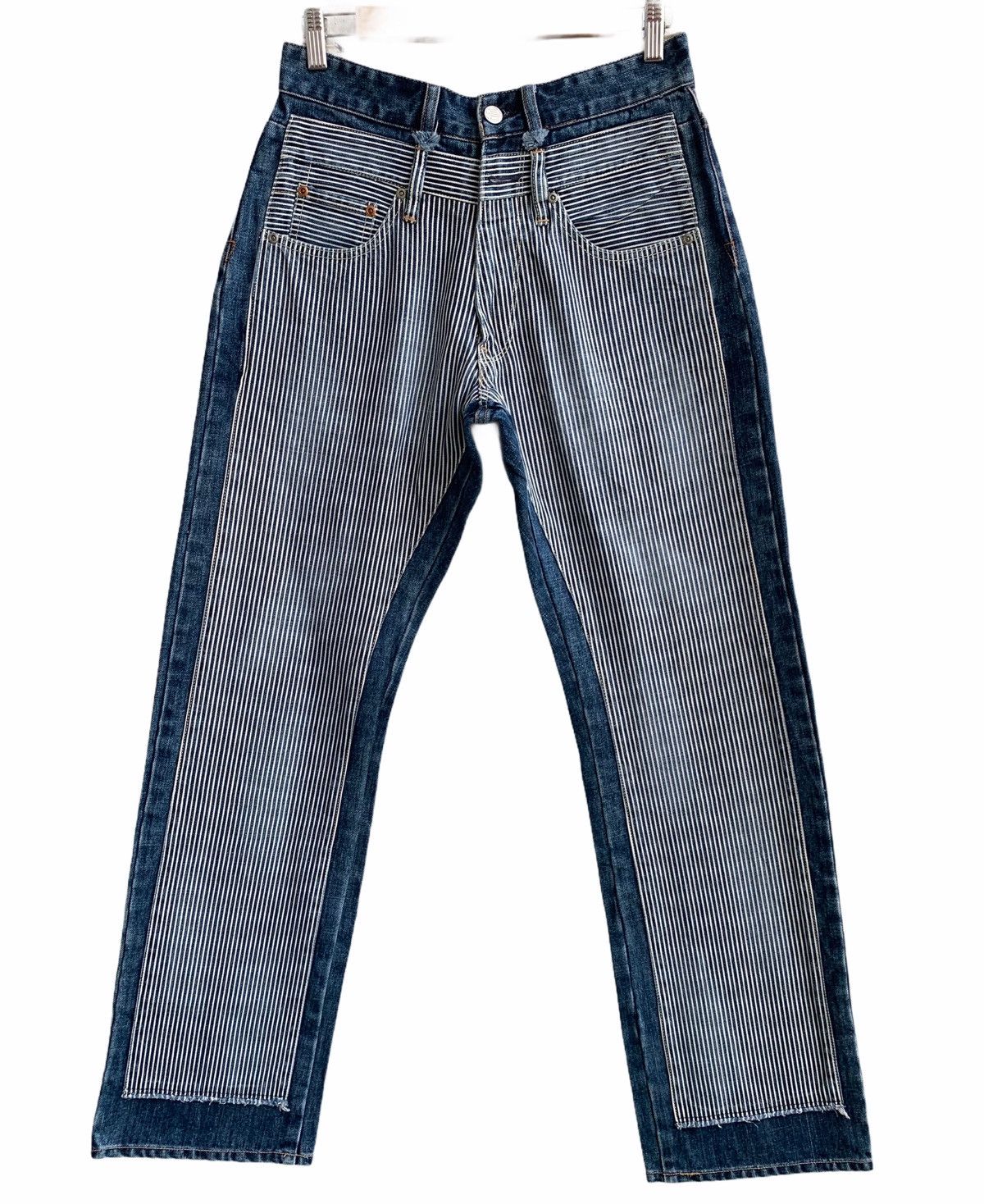 image of Over The Stripes Vintage Double Layer Hickory Jeans in Blue, Men's (Size 29)