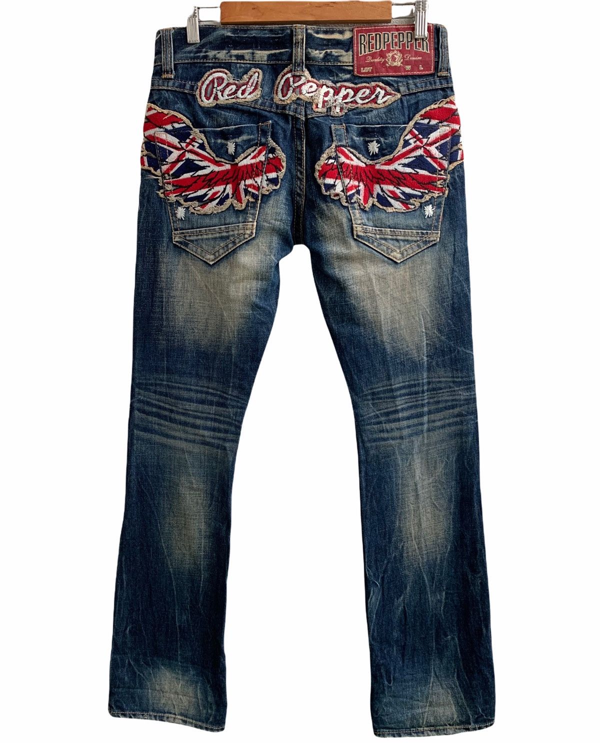 Japanese Brand Red peper embroidery spellout lot of patch distressed denim Size US 31 - 1 Thumbnail