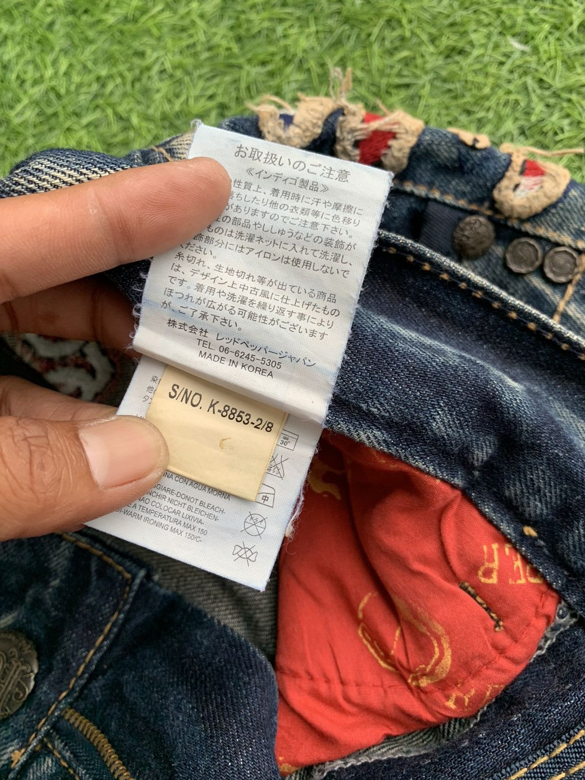 Japanese Brand Red peper embroidery spellout lot of patch distressed denim Size US 31 - 10 Thumbnail
