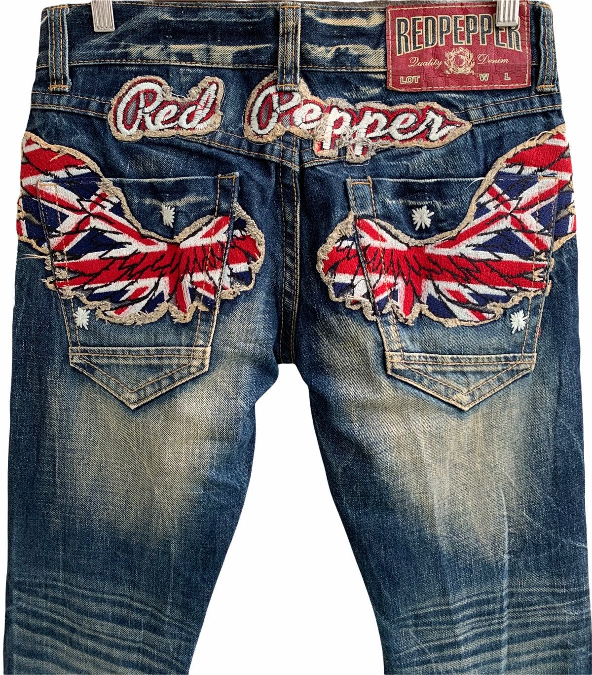 Japanese Brand Red peper embroidery spellout lot of patch distressed denim Size US 31 - 6 Thumbnail