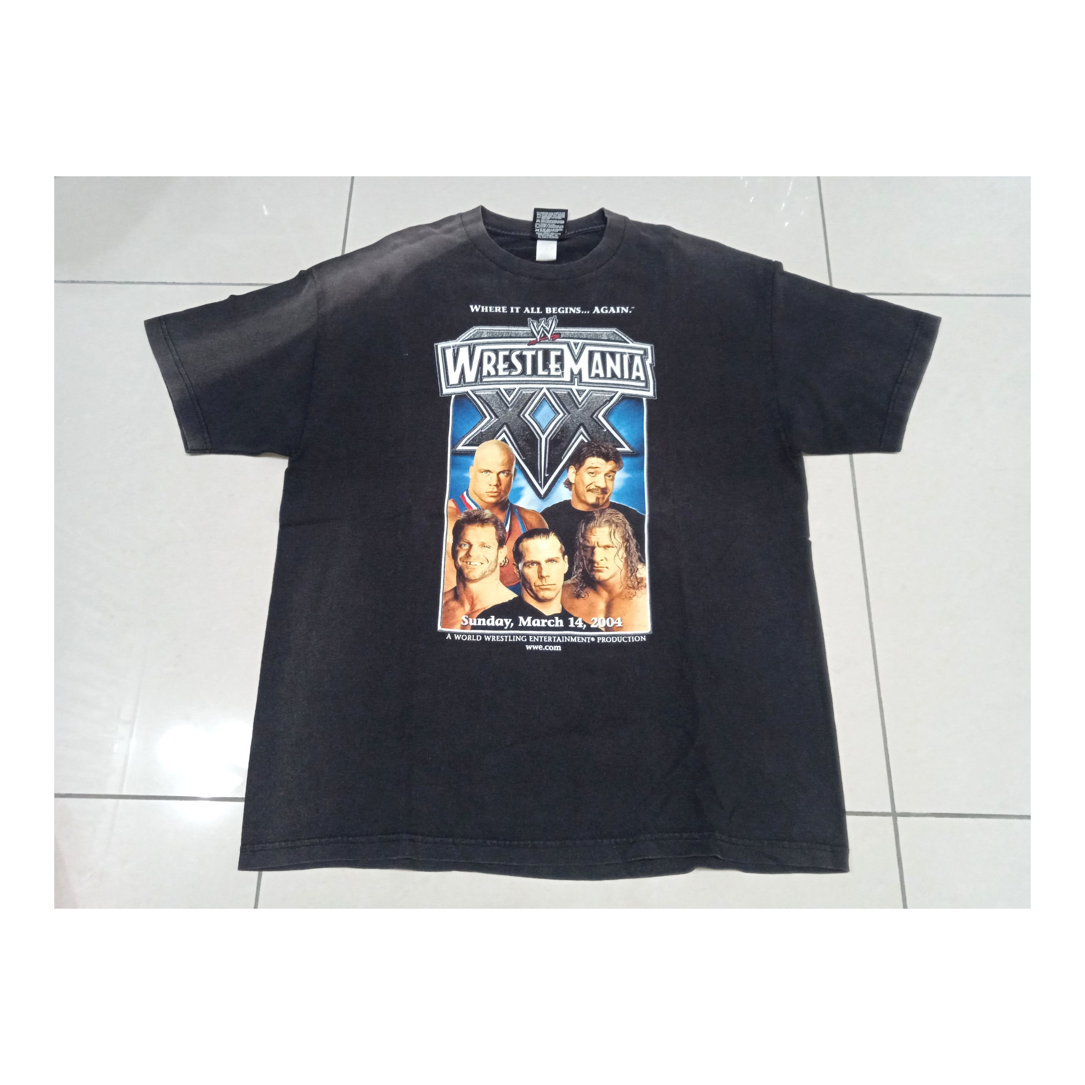 image of Vintage 2000S Wwe Wrestlemania Xx Wrestling T-Shirt in Black, Men's (Size XL)