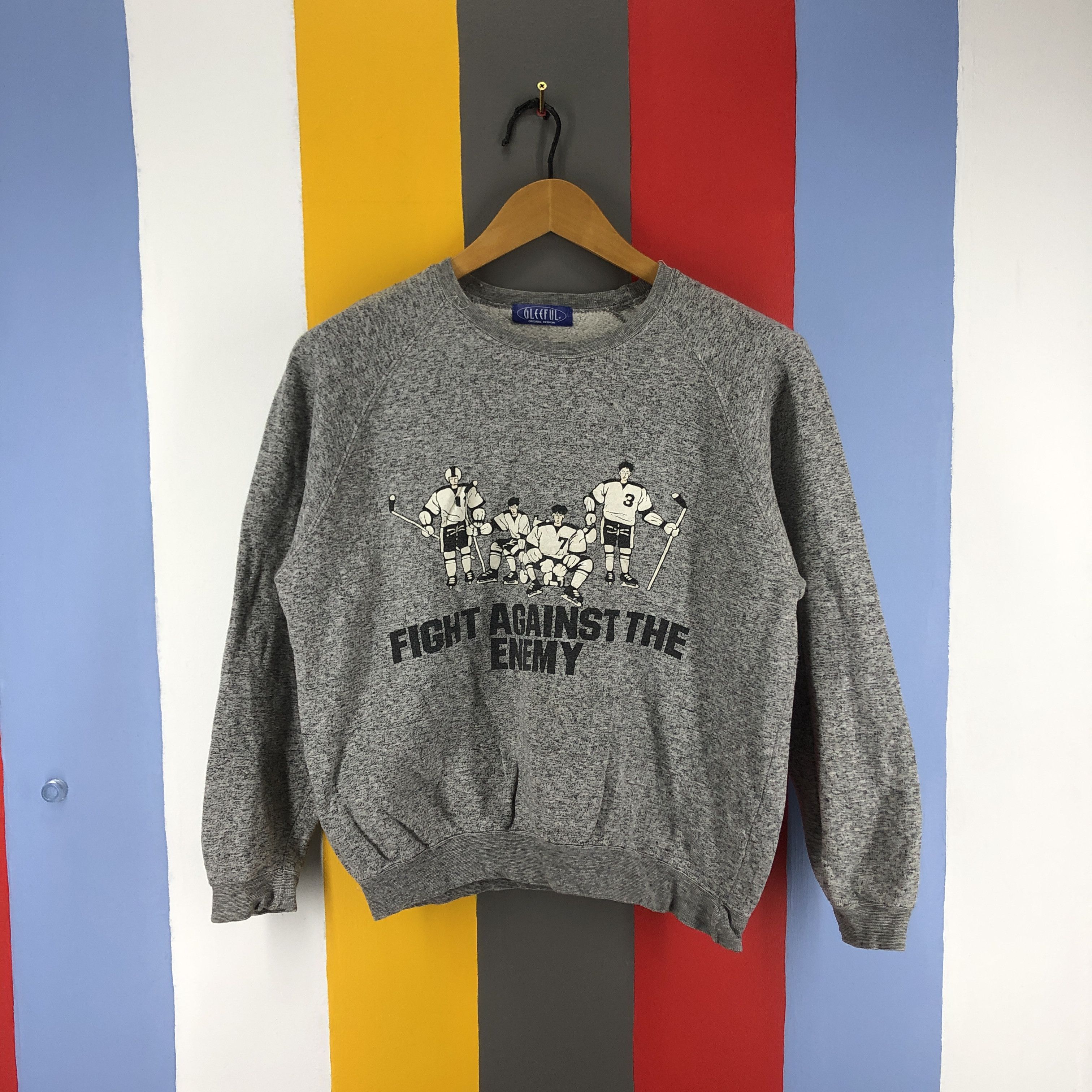 Japanese Brand Vintage FIGHT AGAINST THE ENEMY by GLEEFUL Sweatshirt #801/Y Size S / US 4 / IT 40 - 1 Thumbnail