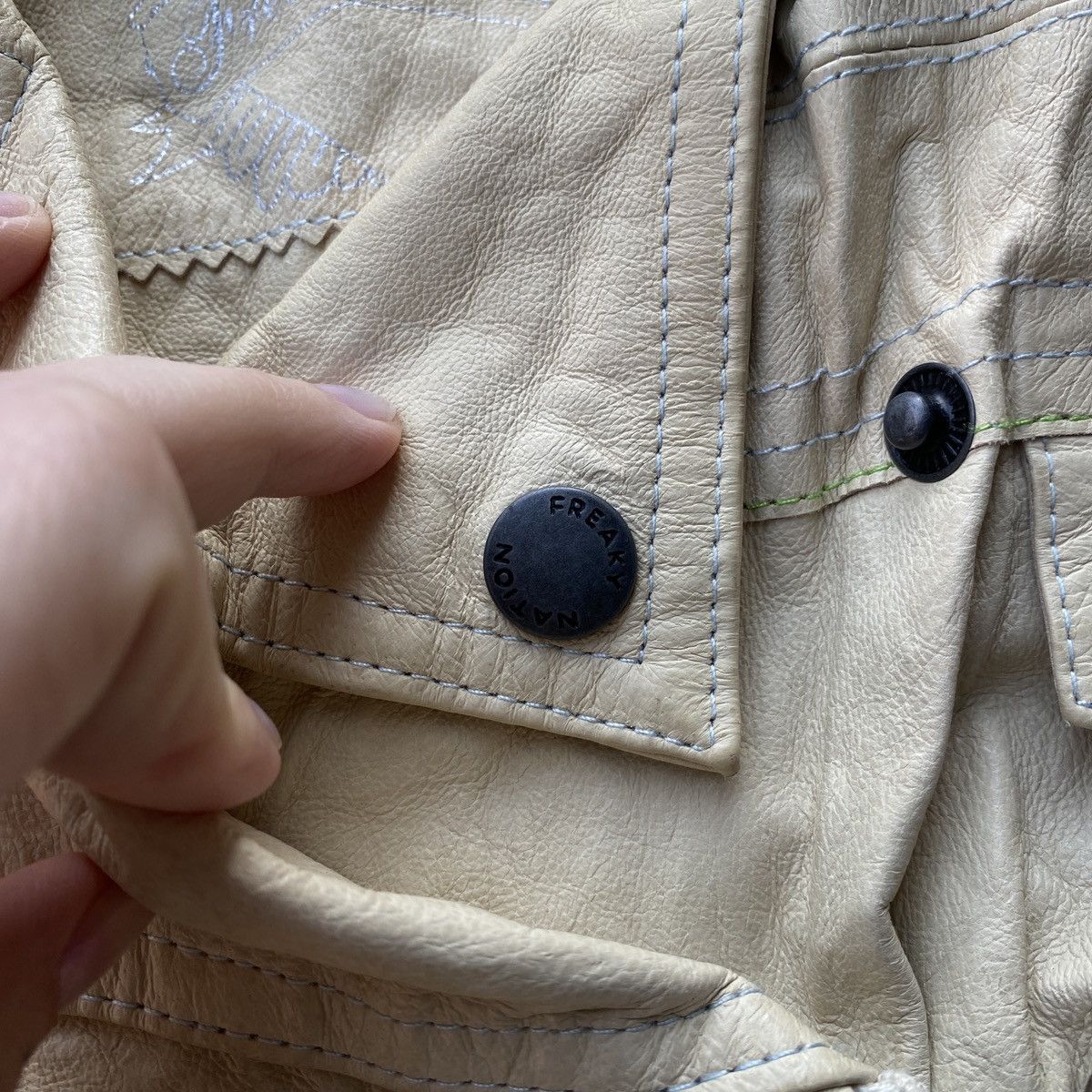 Japanese Brand × Vintage Vintage Y2K Leather Jacket Freaky Nation Size L / US 10 / IT 46 - 6 Thumbnail