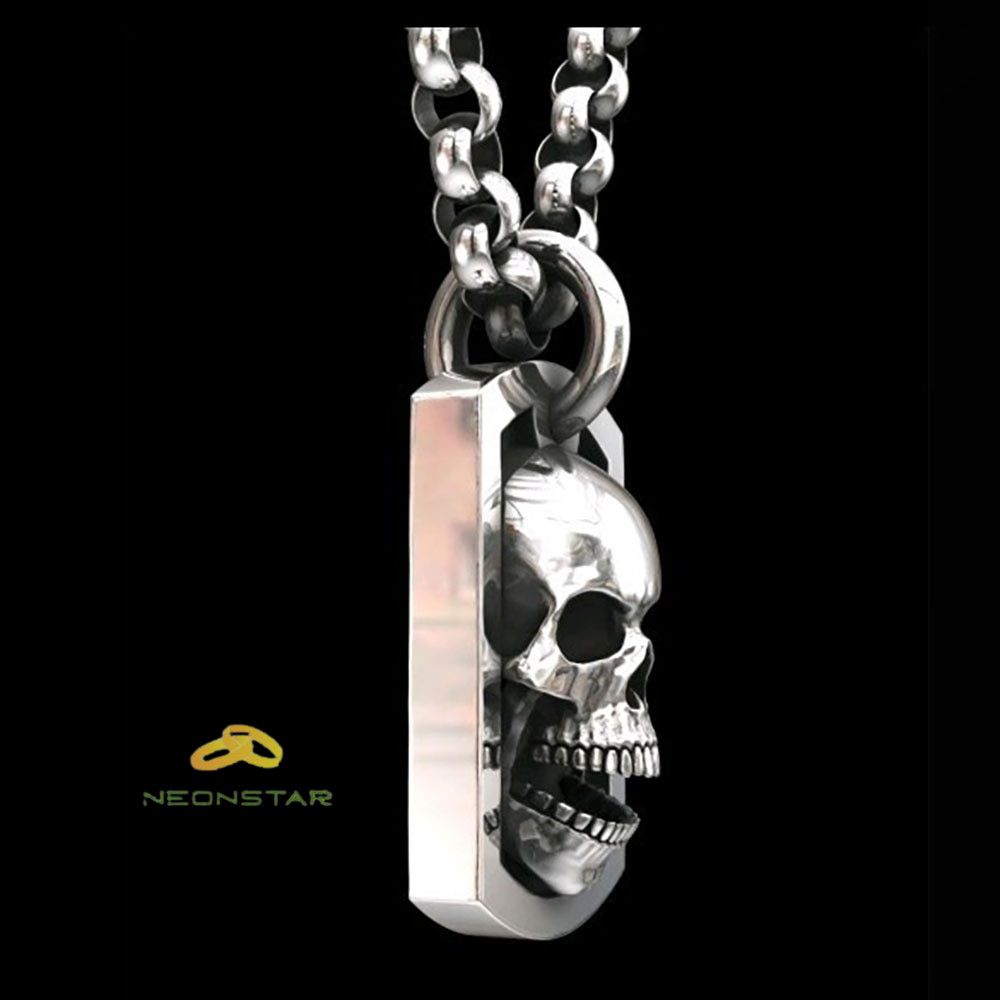 Jewelry 50cm Carved Skull Pattern Pendant Necklace Size ONE SIZE - 2 Thumbnail