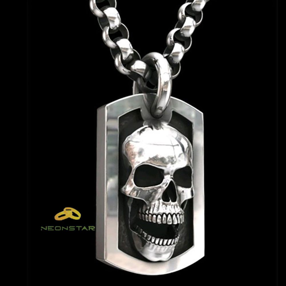 Jewelry 50cm Carved Skull Pattern Pendant Necklace Size ONE SIZE - 1 Thumbnail