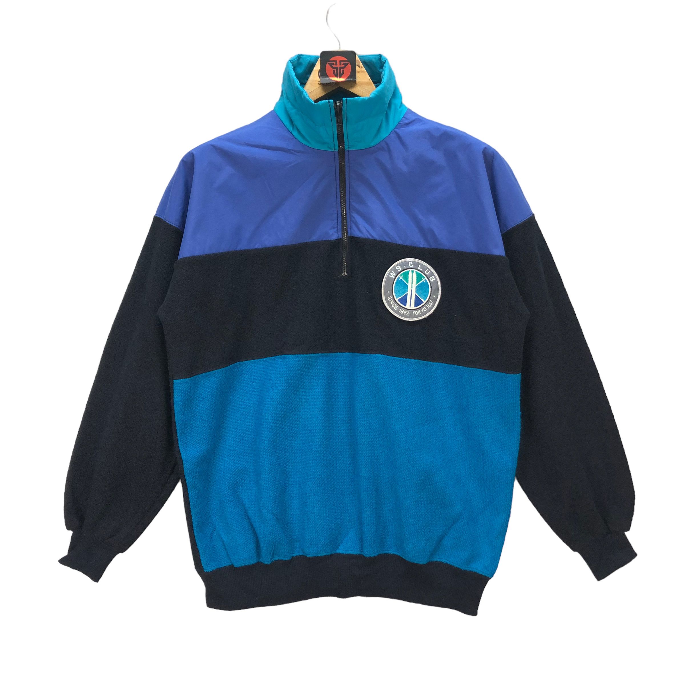 image of Vintage Ws. Club Colorblock Halfzip Turtle Neck Sweatshirt 6992-104, Men's (Size Large)