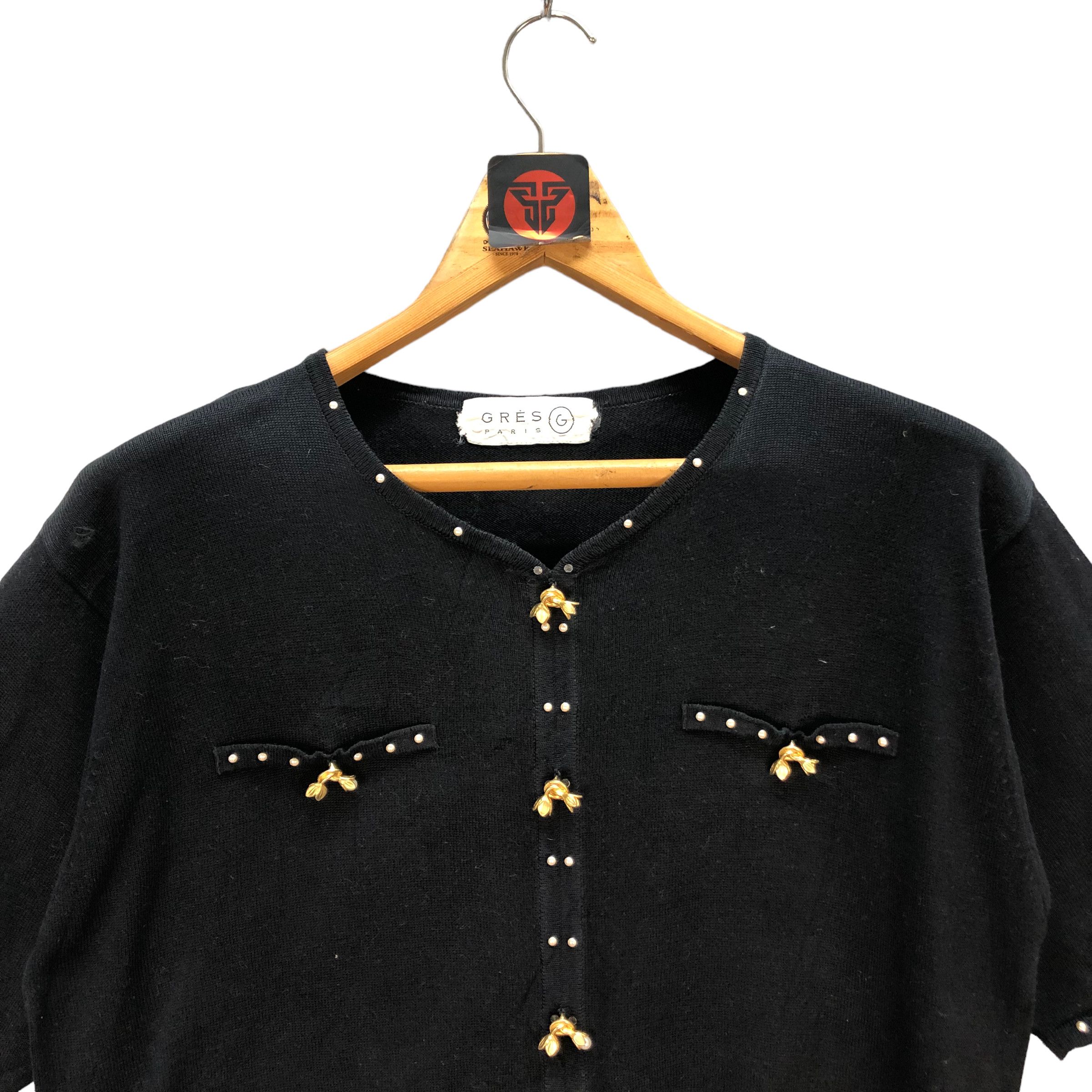 Japanese Brand GRES PARIS SHORT SLEEVE KNIT SWEATER #6998-104 Size M / US 6-8 / IT 42-44 - 2 Thumbnail