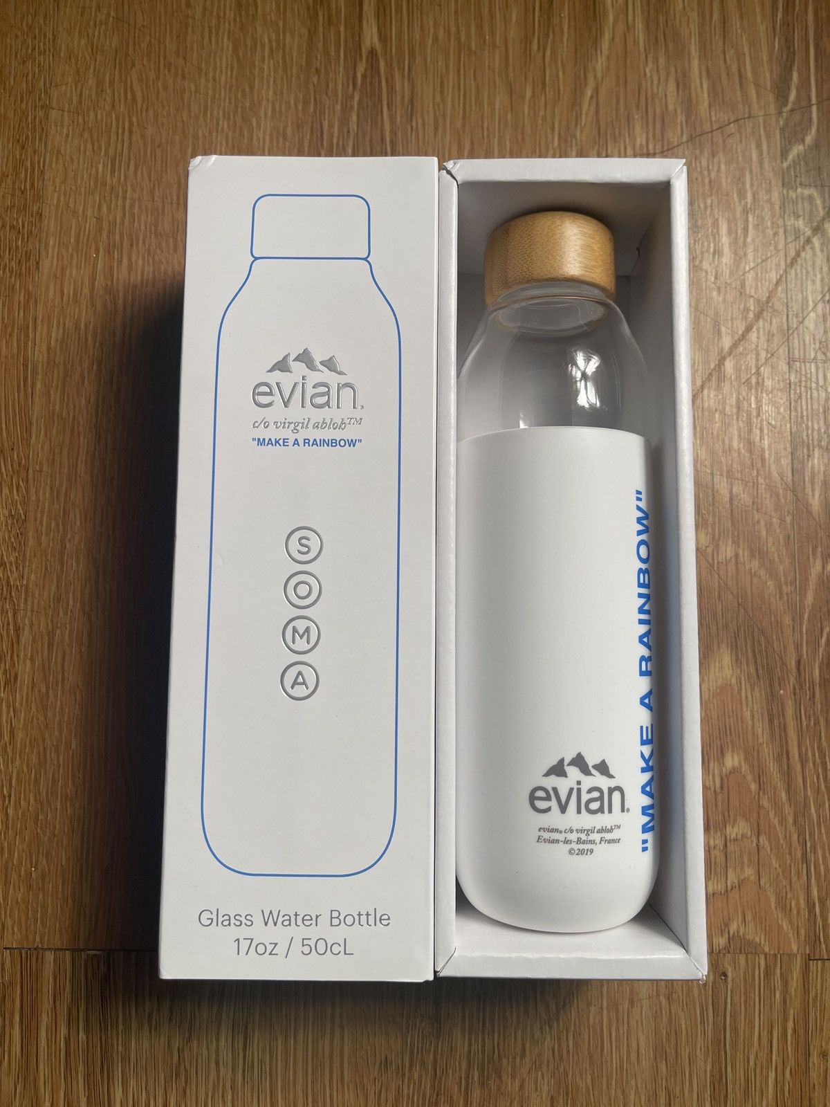 Virgil Abloh Evian By Virgil Abloh x SOMA Refillable Glass Water Bottle
