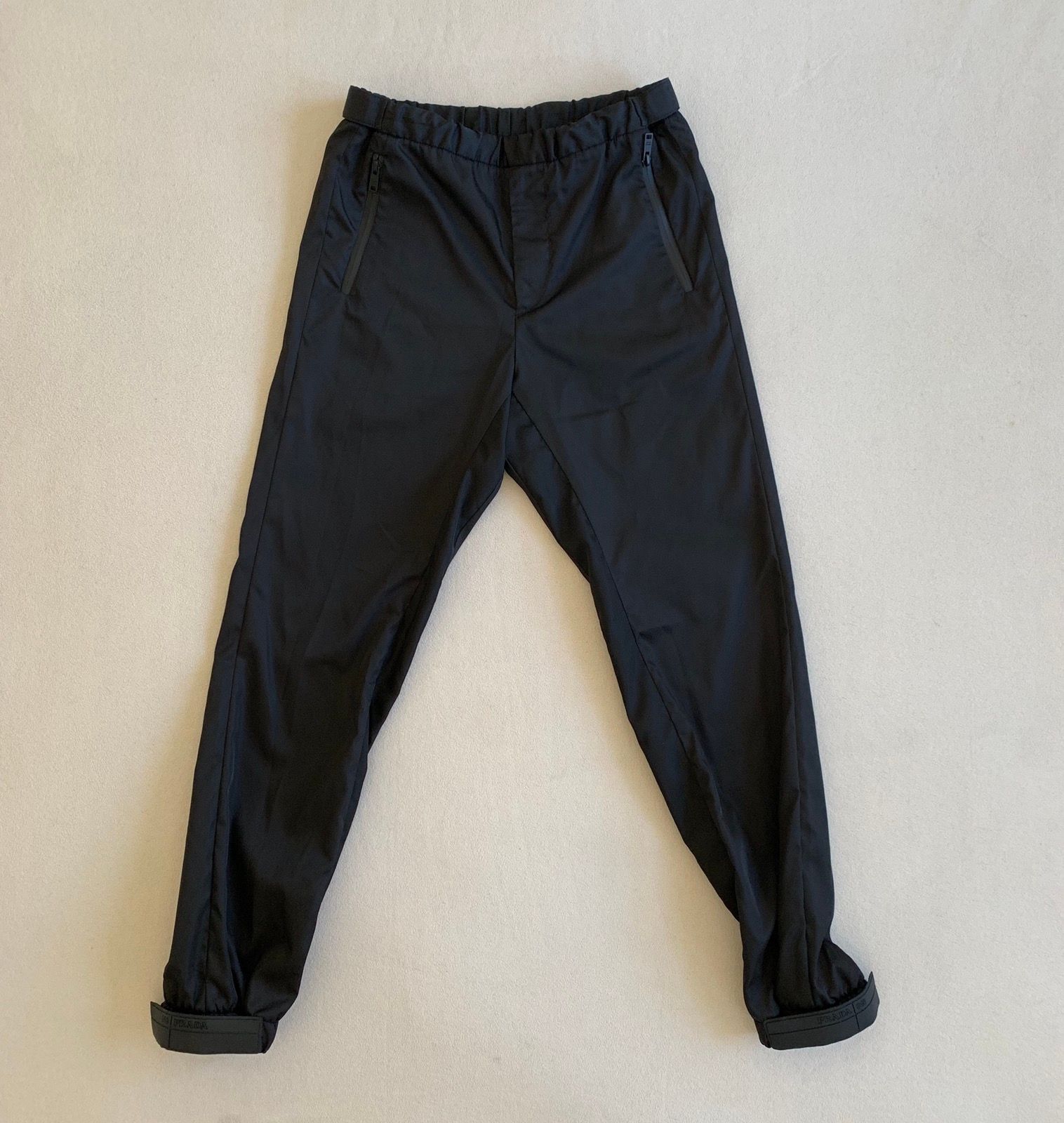 Pre-owned Prada Ss18 All Black Track Pants Nylon Gabardine