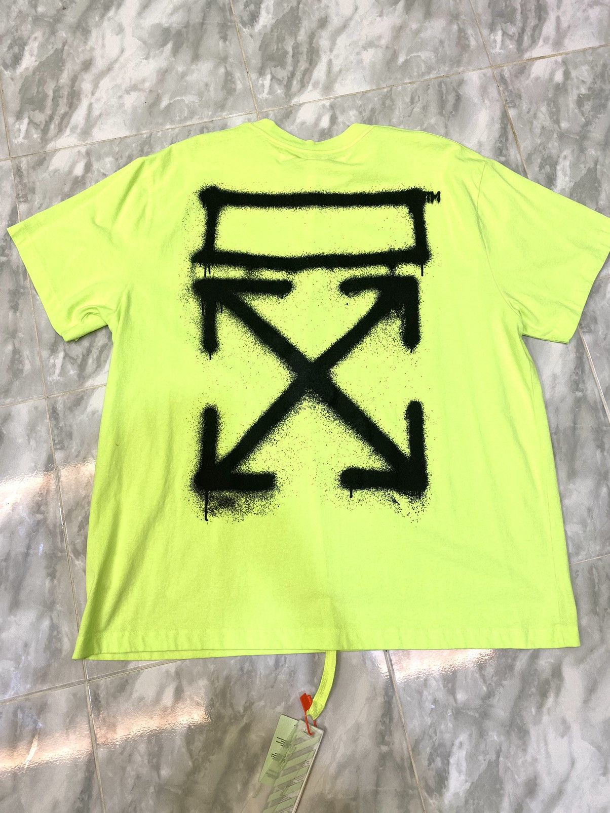 Neon green off white shirt best sale