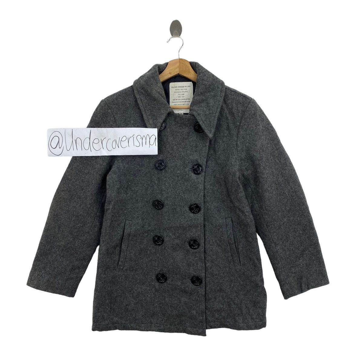 Vintage PEA COAT Standard Mil Spec Usa Wool Navy Style Grey Coat Size US M / EU 48-50 / 2 - 1 Thumbnail