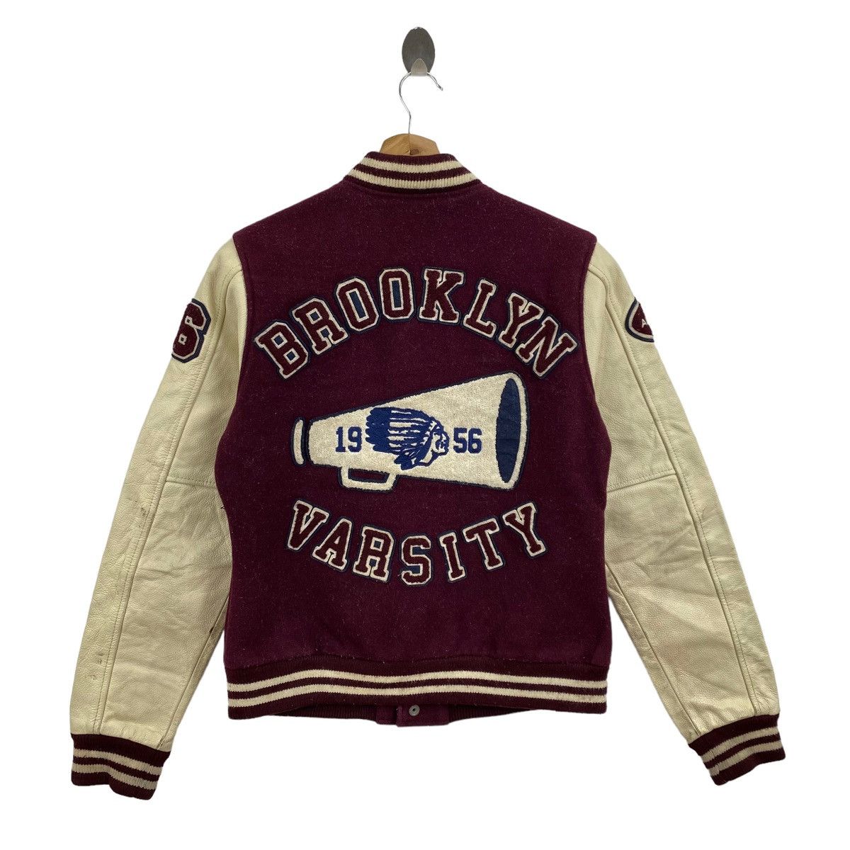 image of Brooklyn 1956 Varsity True Religion Brand Wool Varsity in Red Beige, Men's (Size Medium)