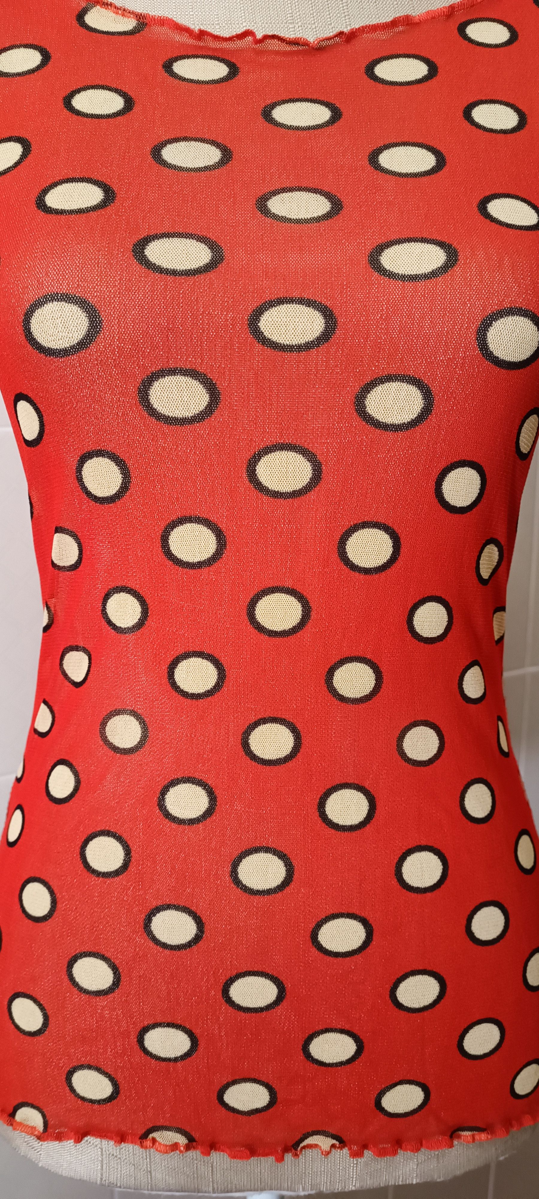 Jean Paul Gaultier 2005_Soleil - nylon mesh orange top with polka Size M / US 6-8 / IT 42-44 - 7 Thumbnail