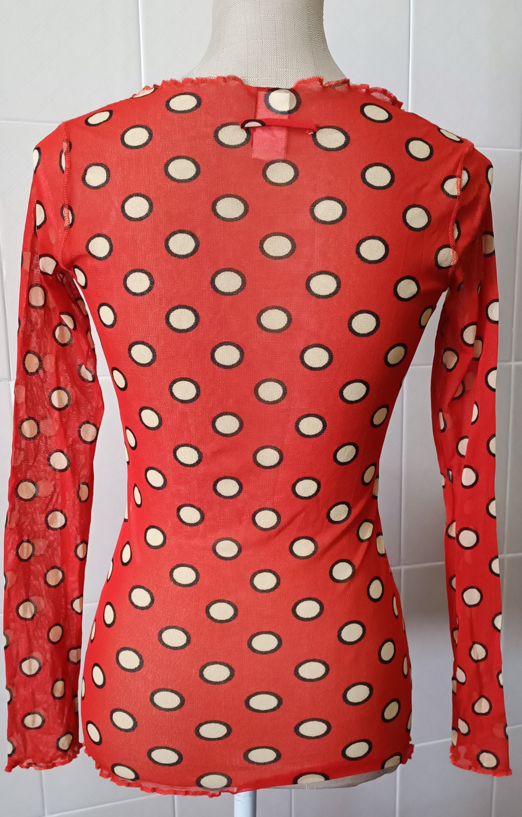 Jean Paul Gaultier 2005_Soleil - nylon mesh orange top with polka Size M / US 6-8 / IT 42-44 - 2 Thumbnail