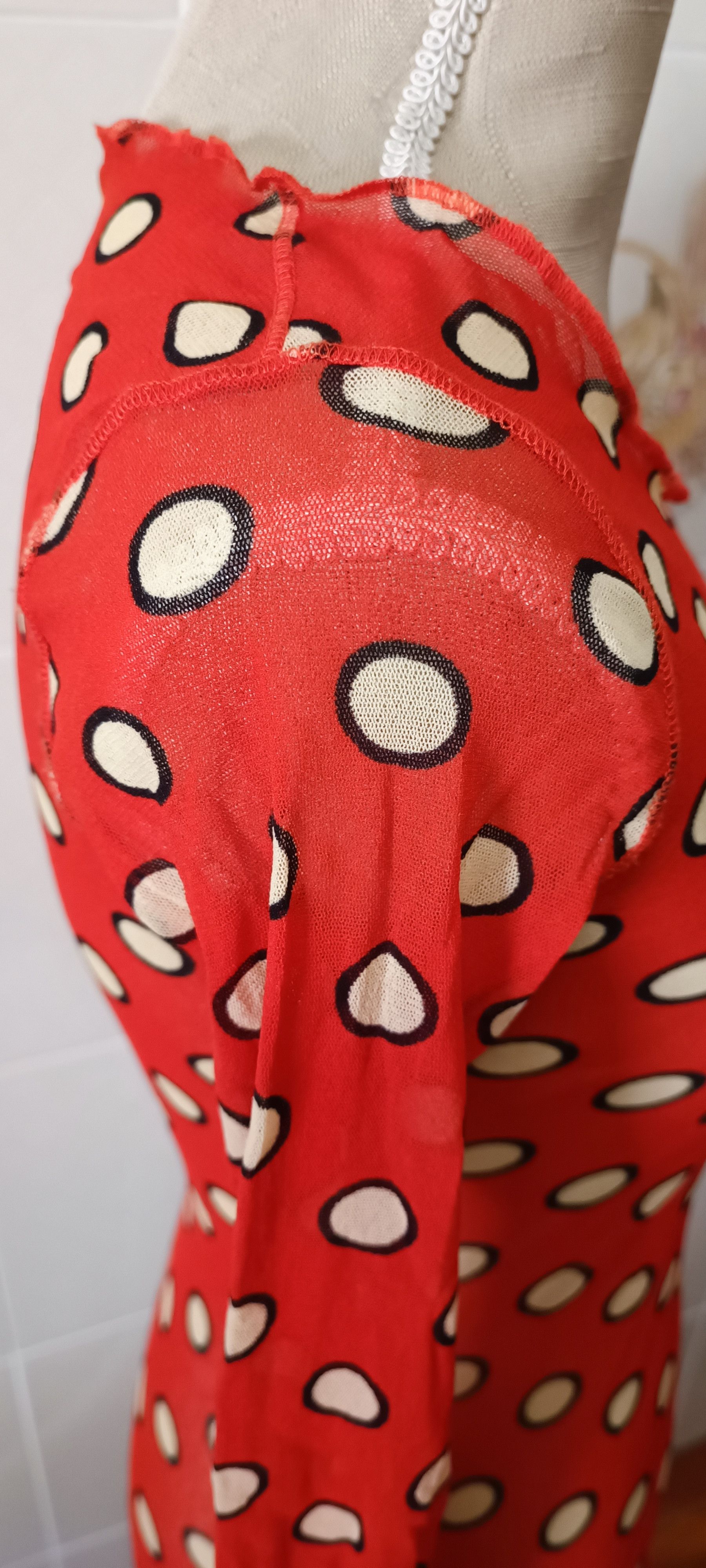 Jean Paul Gaultier 2005_Soleil - nylon mesh orange top with polka Size M / US 6-8 / IT 42-44 - 20 Thumbnail
