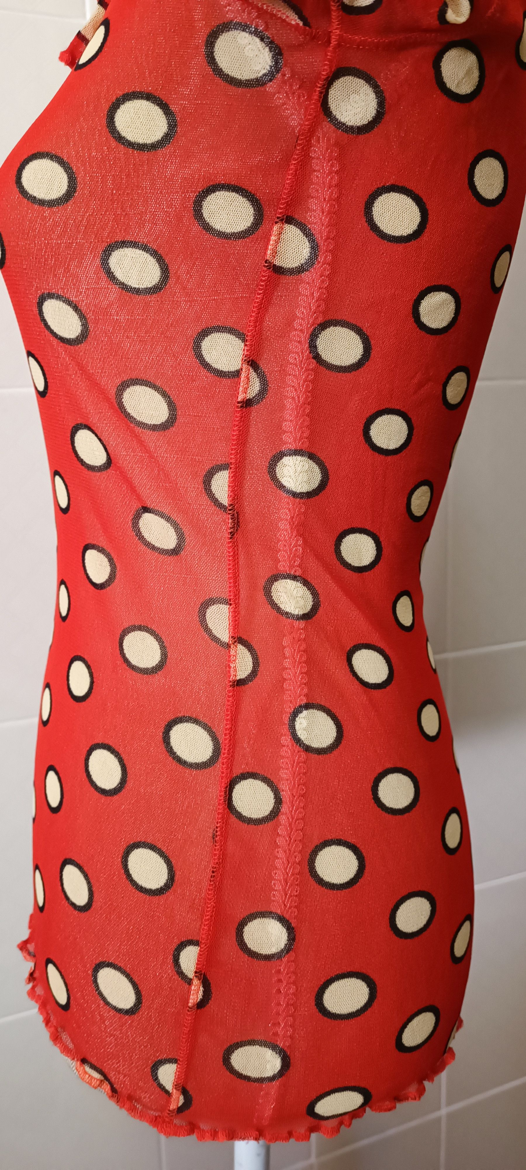 Jean Paul Gaultier 2005_Soleil - nylon mesh orange top with polka Size M / US 6-8 / IT 42-44 - 22 Thumbnail