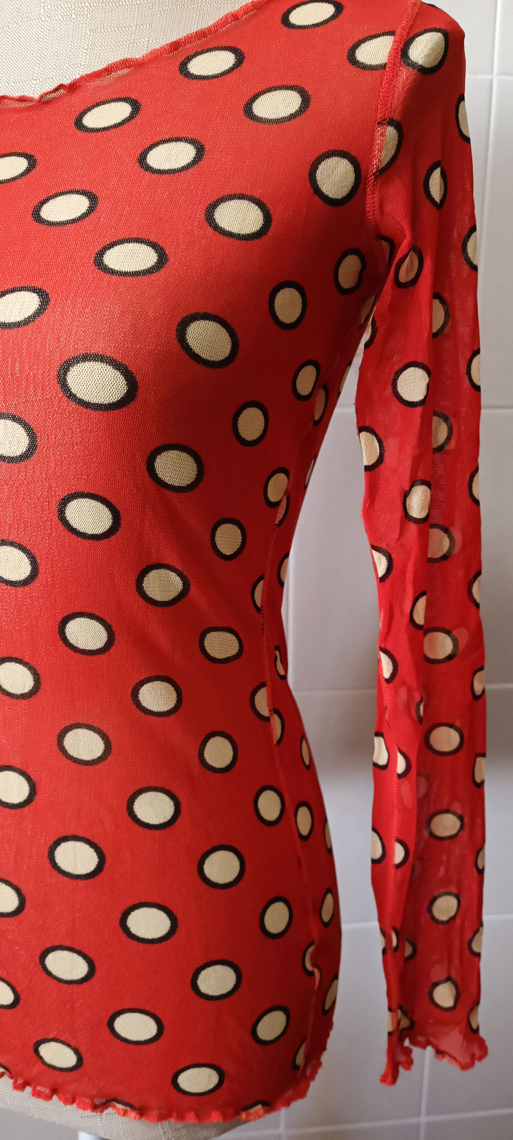 Jean Paul Gaultier 2005_Soleil - nylon mesh orange top with polka Size M / US 6-8 / IT 42-44 - 6 Thumbnail