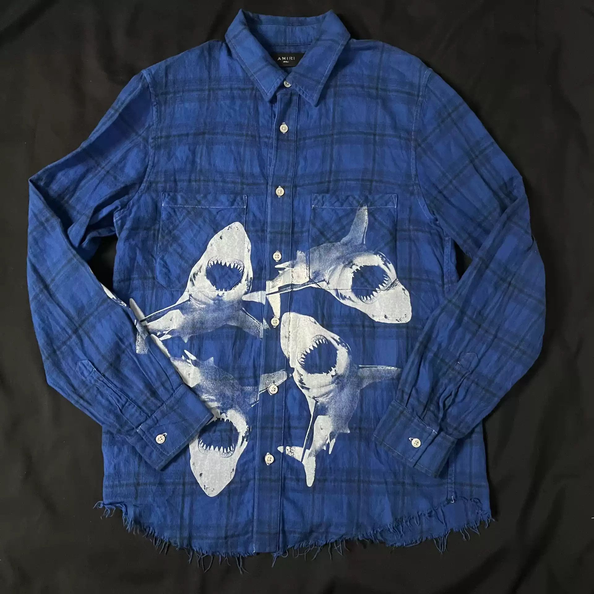 Amiri AMIRI Blue Shark Shirt Size US S / EU 44-46 / 1 - 1 Thumbnail