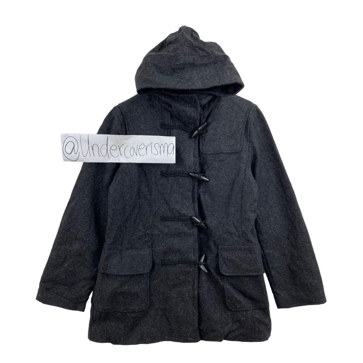 United Colors Of Benetton UNITED COLOR of BENETTON Long Grey Hooded Duffle Coat Jacket Size US S / EU 44-46 / 1 - 1 Thumbnail