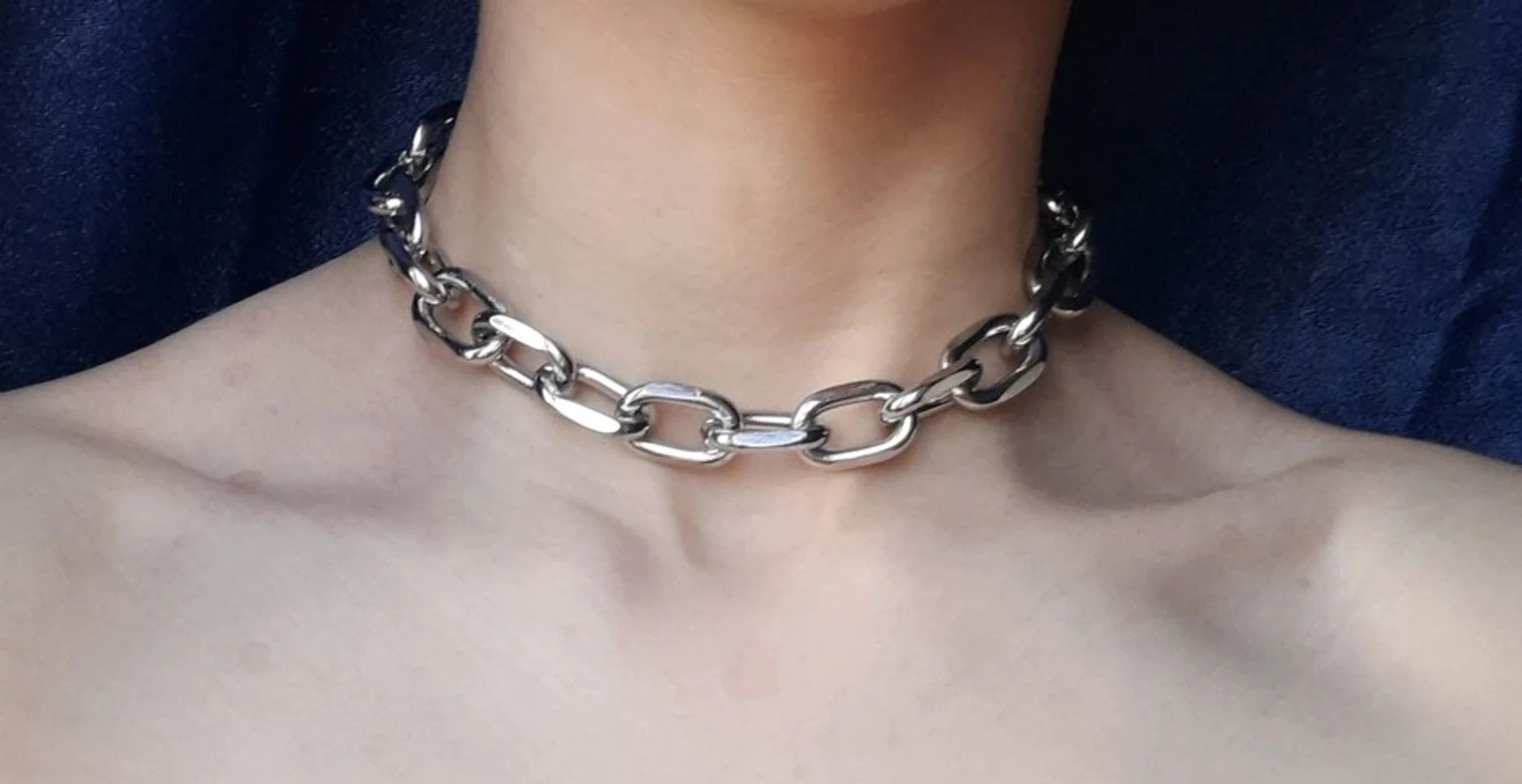 Jewelry Big Thick Chain Choker Necklace Size ONE SIZE - 4 Thumbnail