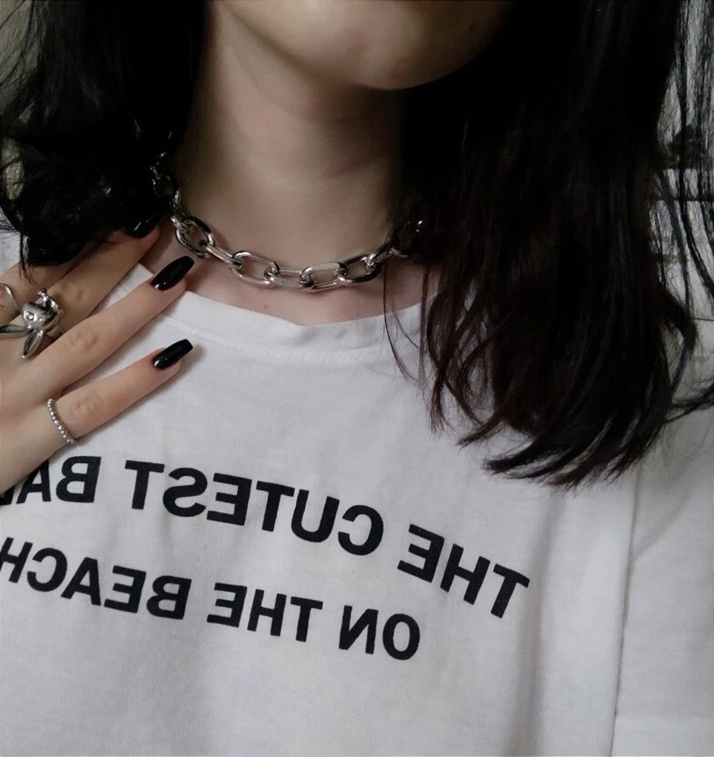 Jewelry Big Thick Chain Choker Necklace Size ONE SIZE - 2 Thumbnail