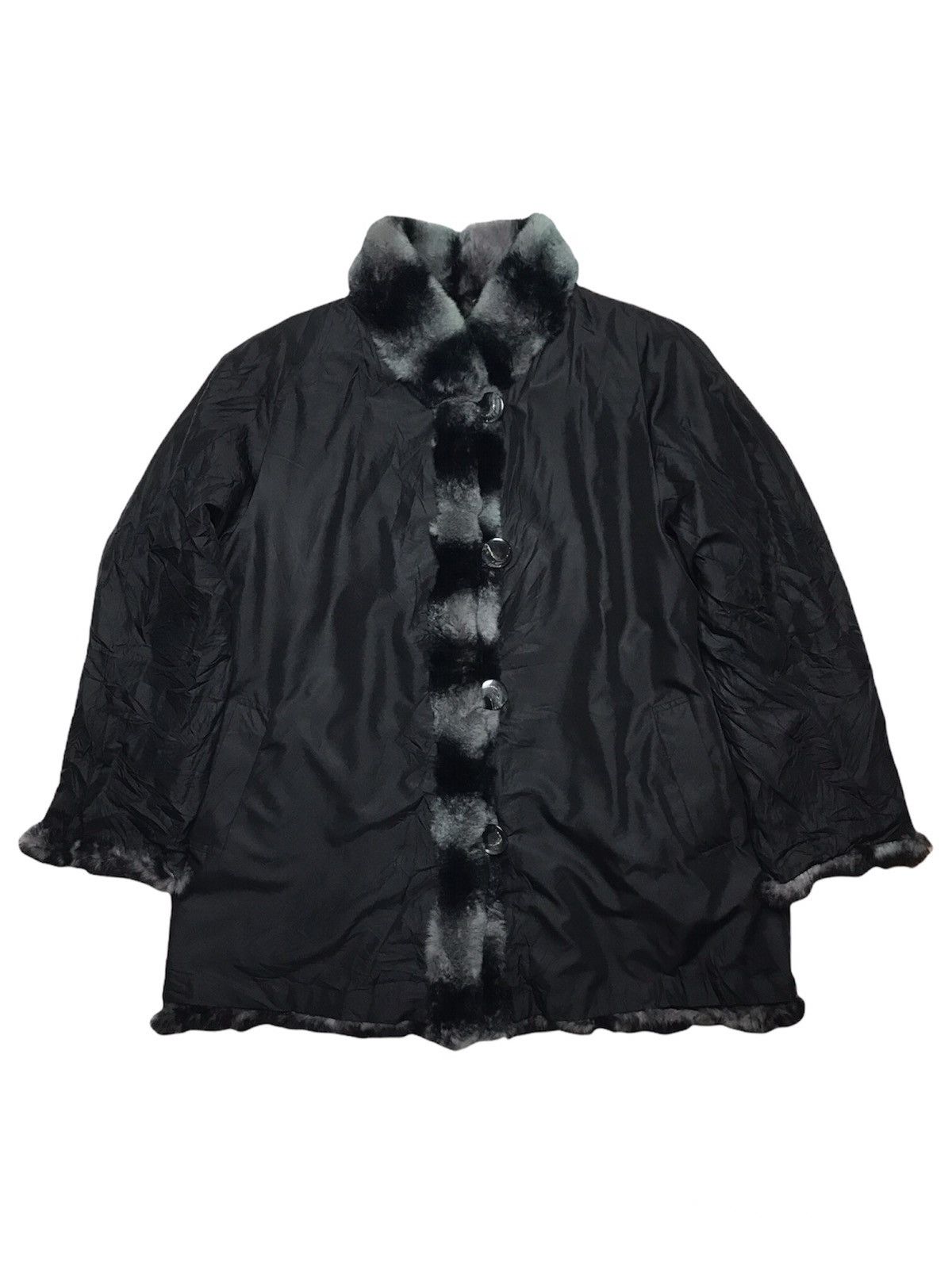 Designer Pisello Piazza Rabbit Fur Reversible Coat Jacket Size 9AR Size M / US 6-8 / IT 42-44 - 4 Thumbnail