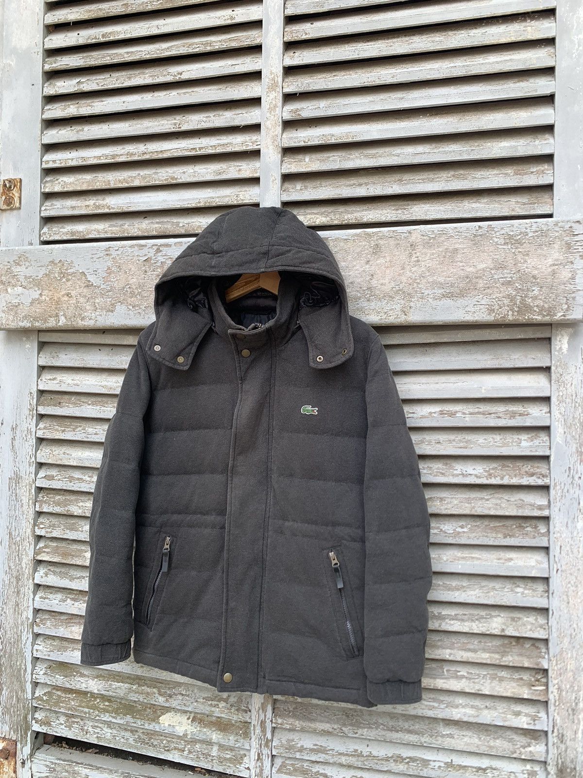 image of Lacoste Foldable Puffer Dusty Black Jacket, Men's (Size Small)