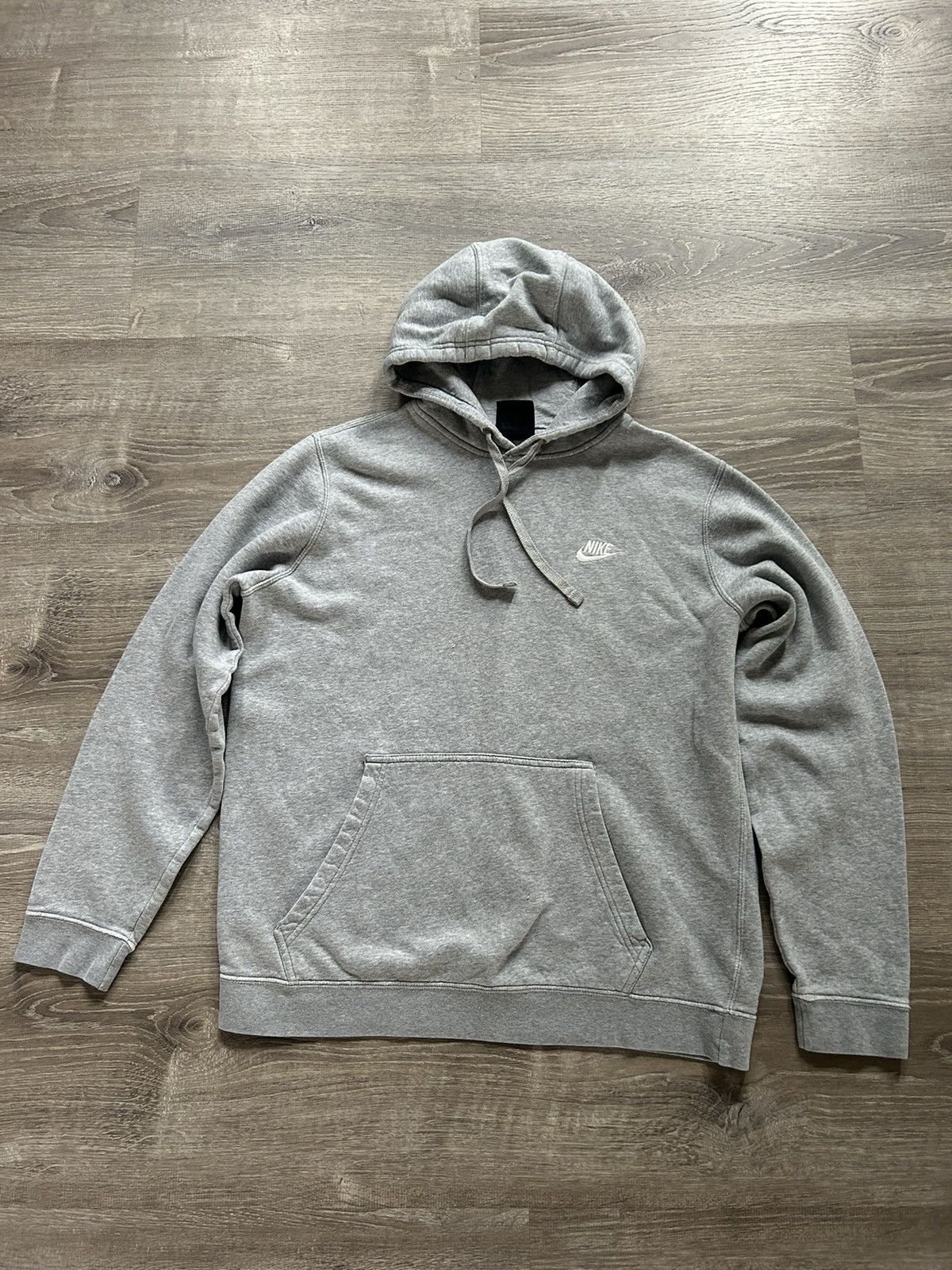 nike hoodie swoosh grey