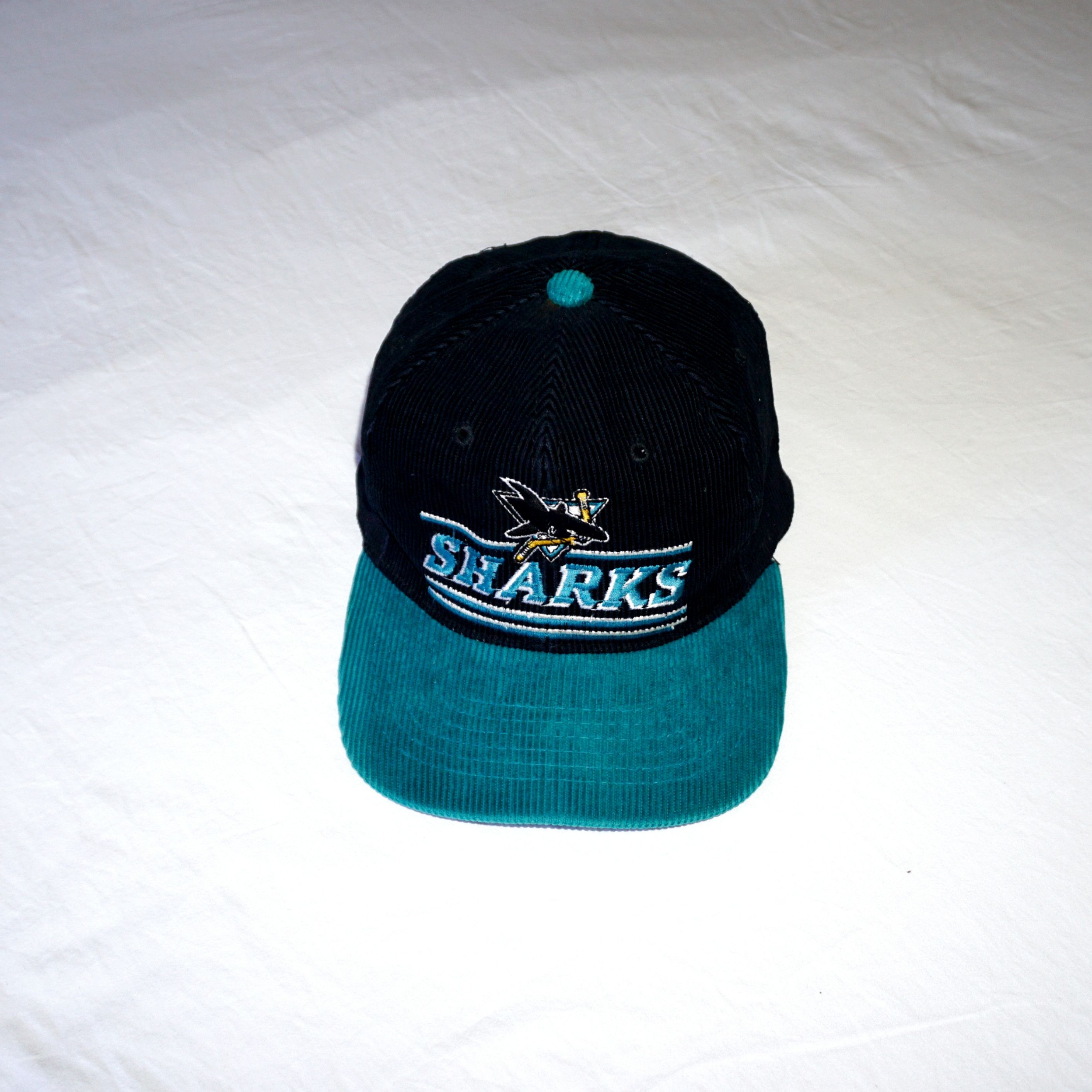 image of Nhl x Starter Vintage Starter Cap 90's San Jose Sharks Snapback in Black Blue Green, Men's