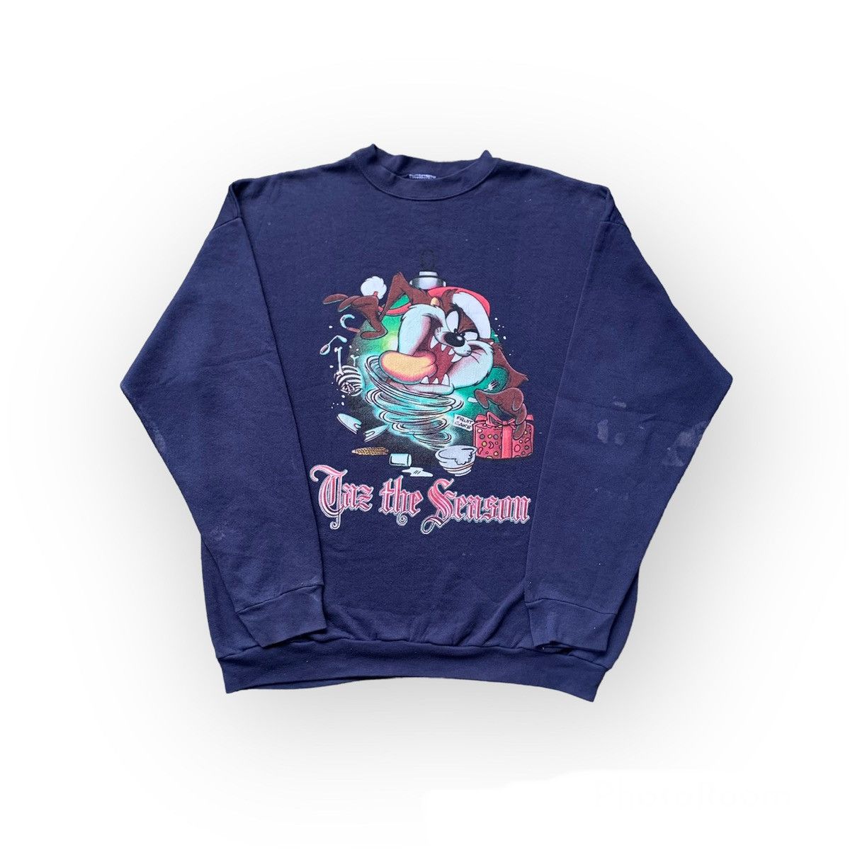 image of Cartoon Network x Vintage Tazmania Taz The Season Sweatshirts in Blue, Men's (Size XL)