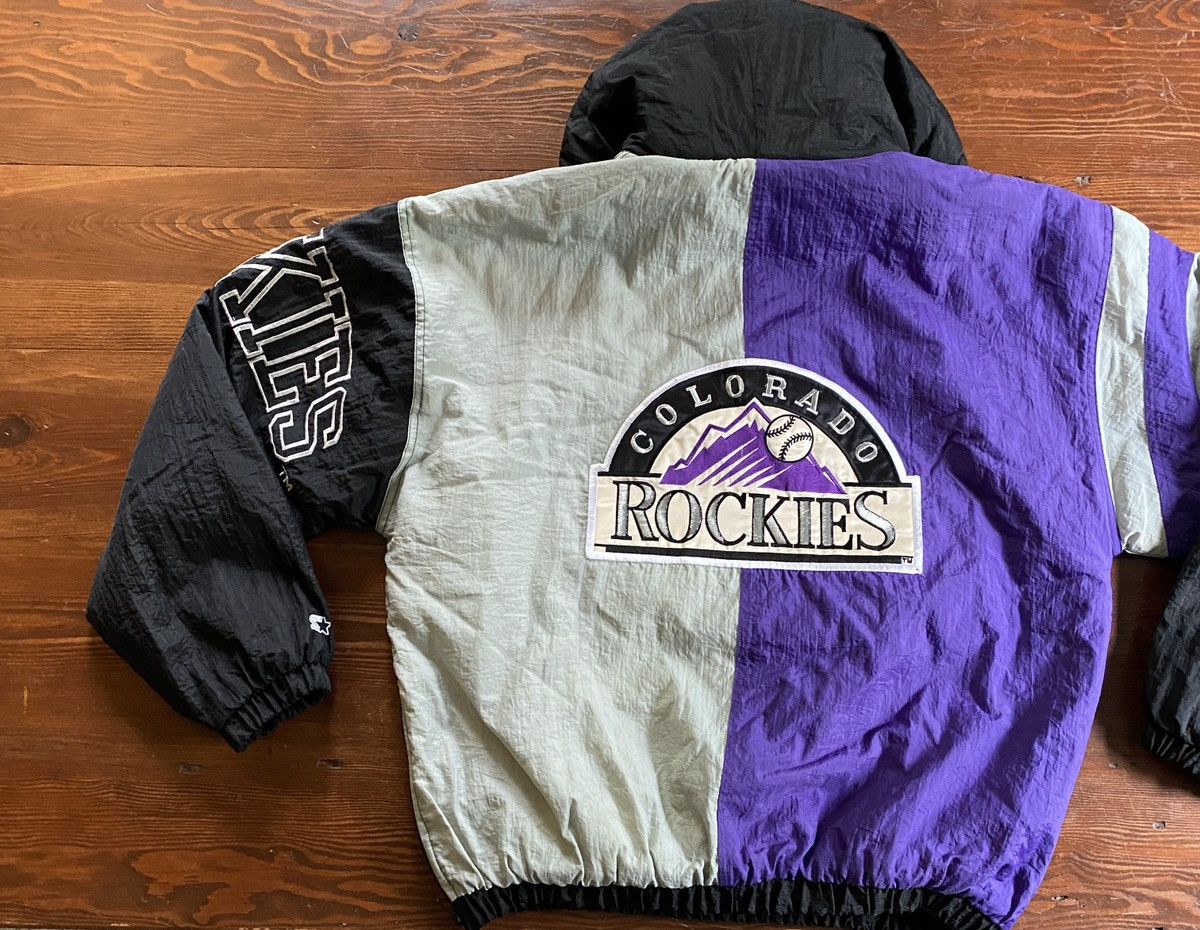 image of Mlb x Starter Vintage 90’S Colorado Rockies Starter Pullover Jacket in Black, Men's (Size Large)