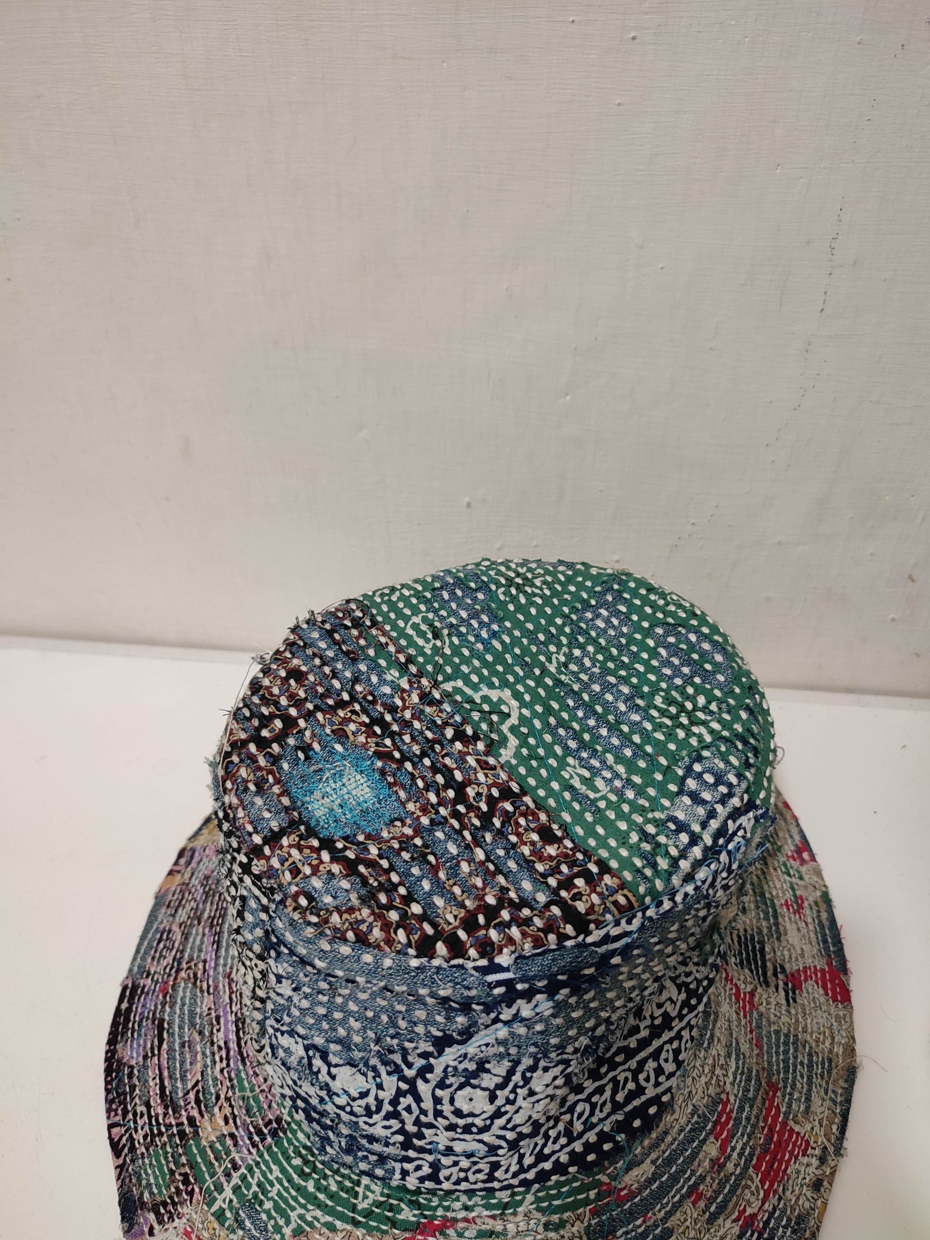 Art Comes First Custom Made Distressed Patchwork Bucket Hats Boro inspired Size ONE SIZE - 4 Thumbnail
