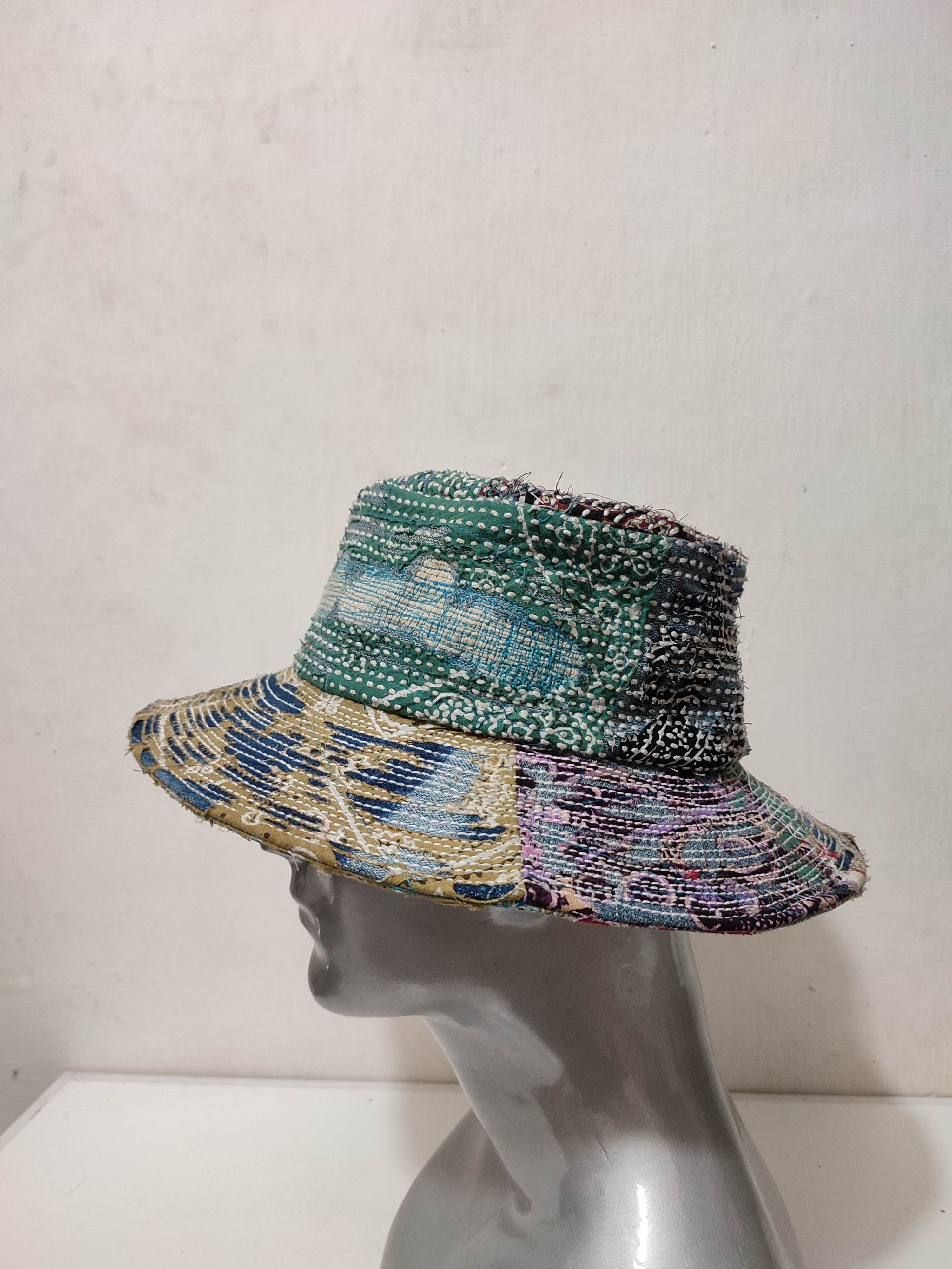 Art Comes First Custom Made Distressed Patchwork Bucket Hats Boro inspired Size ONE SIZE - 11 Thumbnail