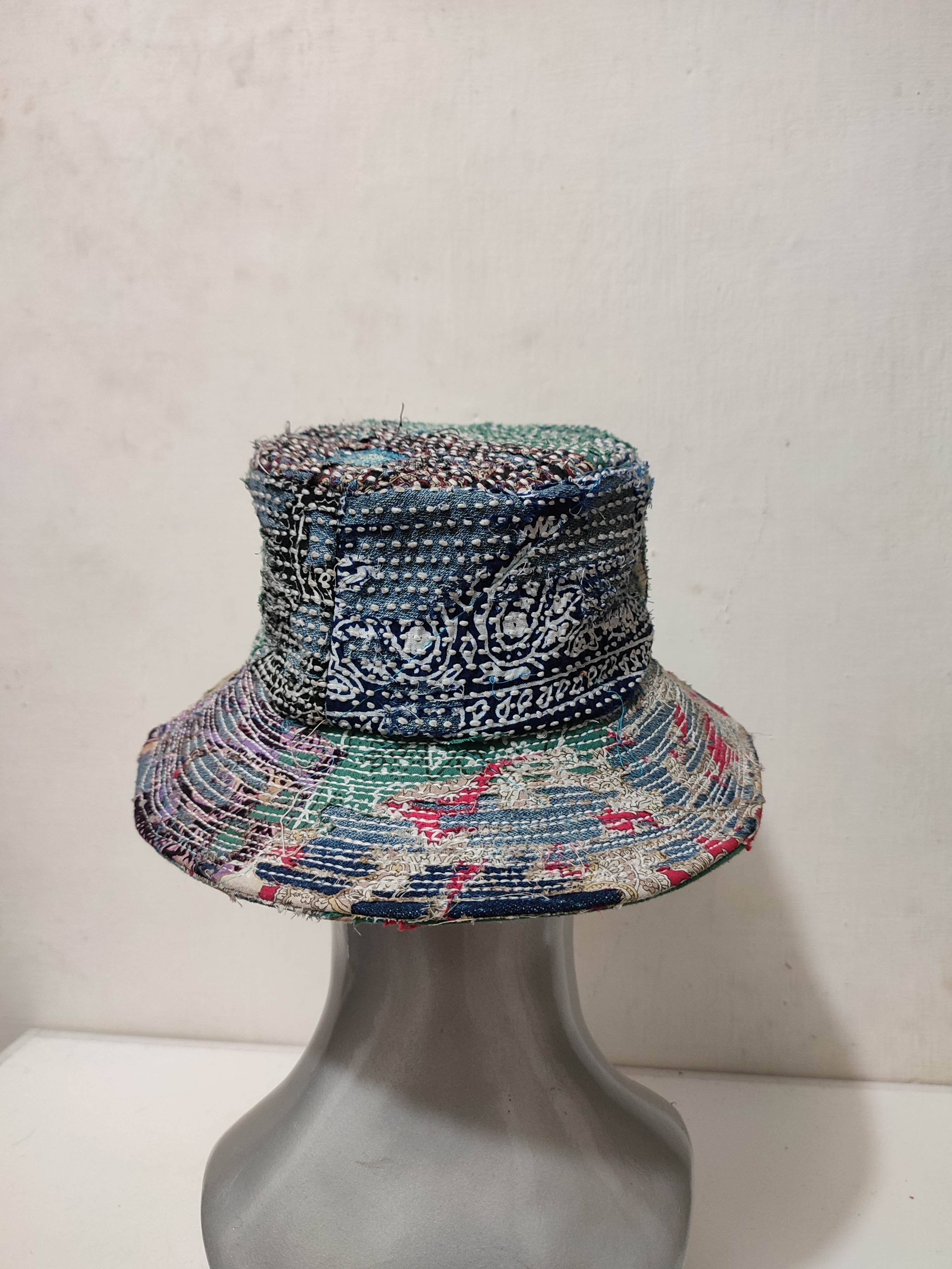 Art Comes First Custom Made Distressed Patchwork Bucket Hats Boro inspired Size ONE SIZE - 13 Thumbnail