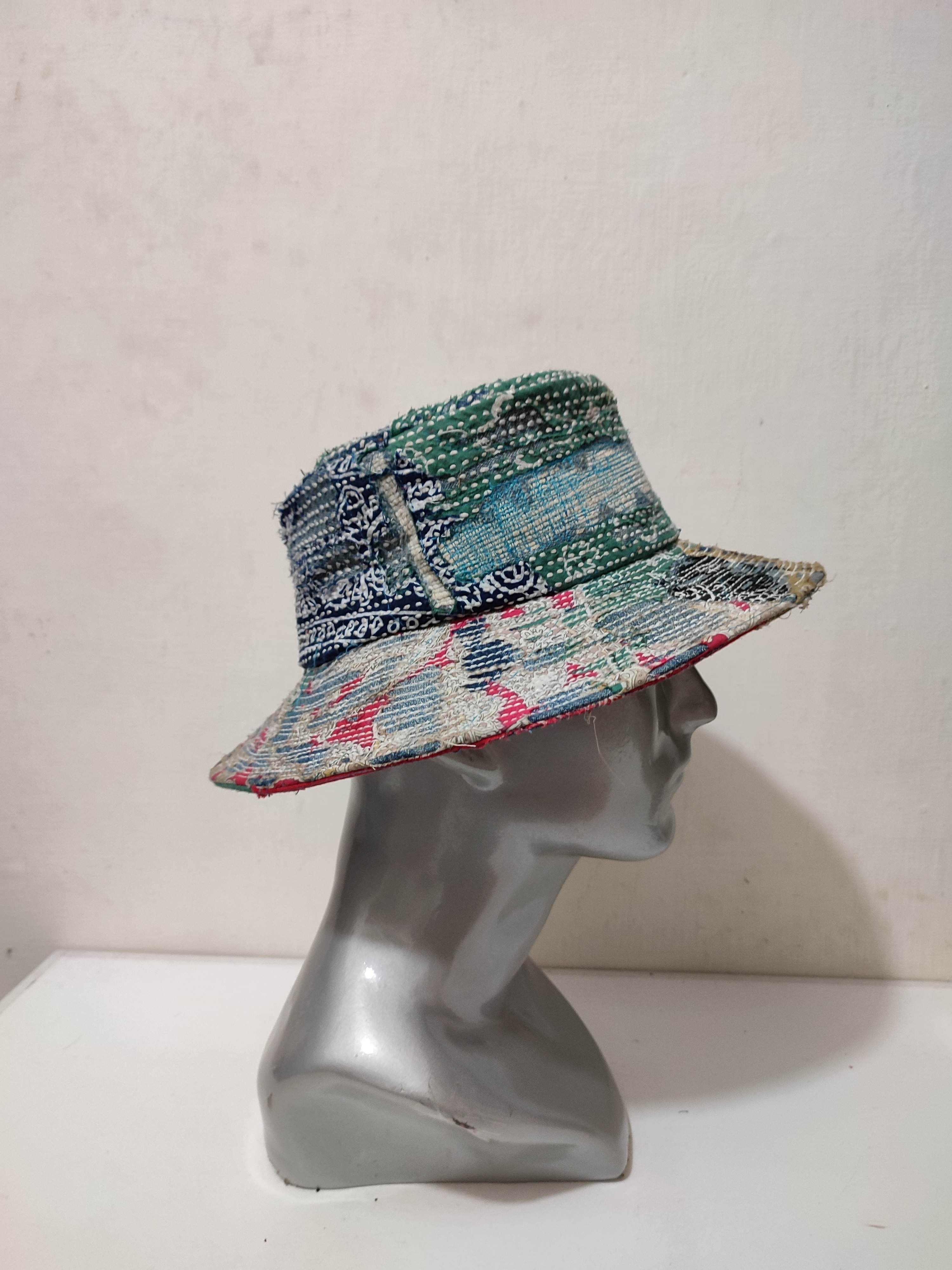 Art Comes First Custom Made Distressed Patchwork Bucket Hats Boro inspired Size ONE SIZE - 7 Thumbnail