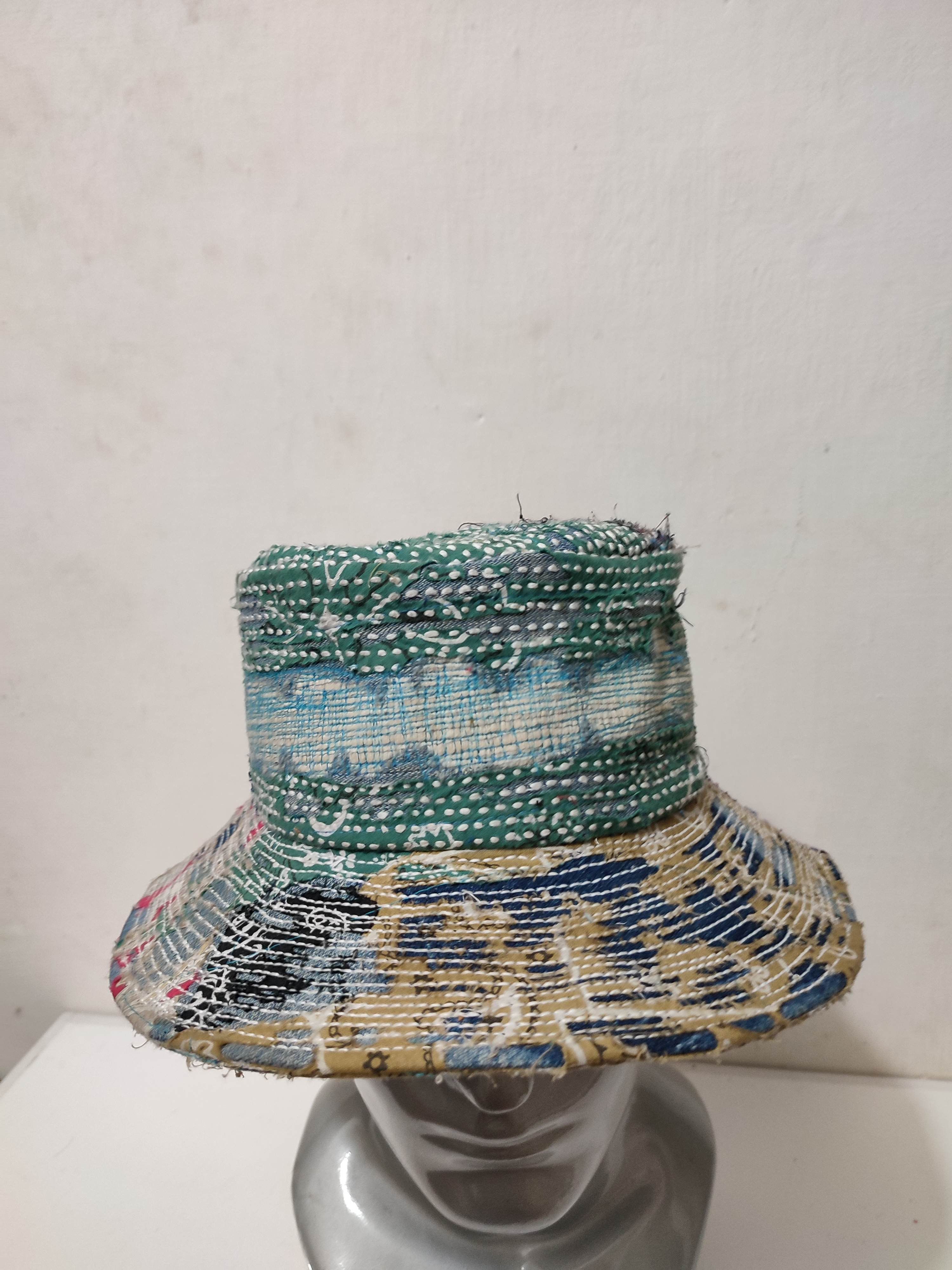 Art Comes First Custom Made Distressed Patchwork Bucket Hats Boro inspired Size ONE SIZE - 10 Thumbnail