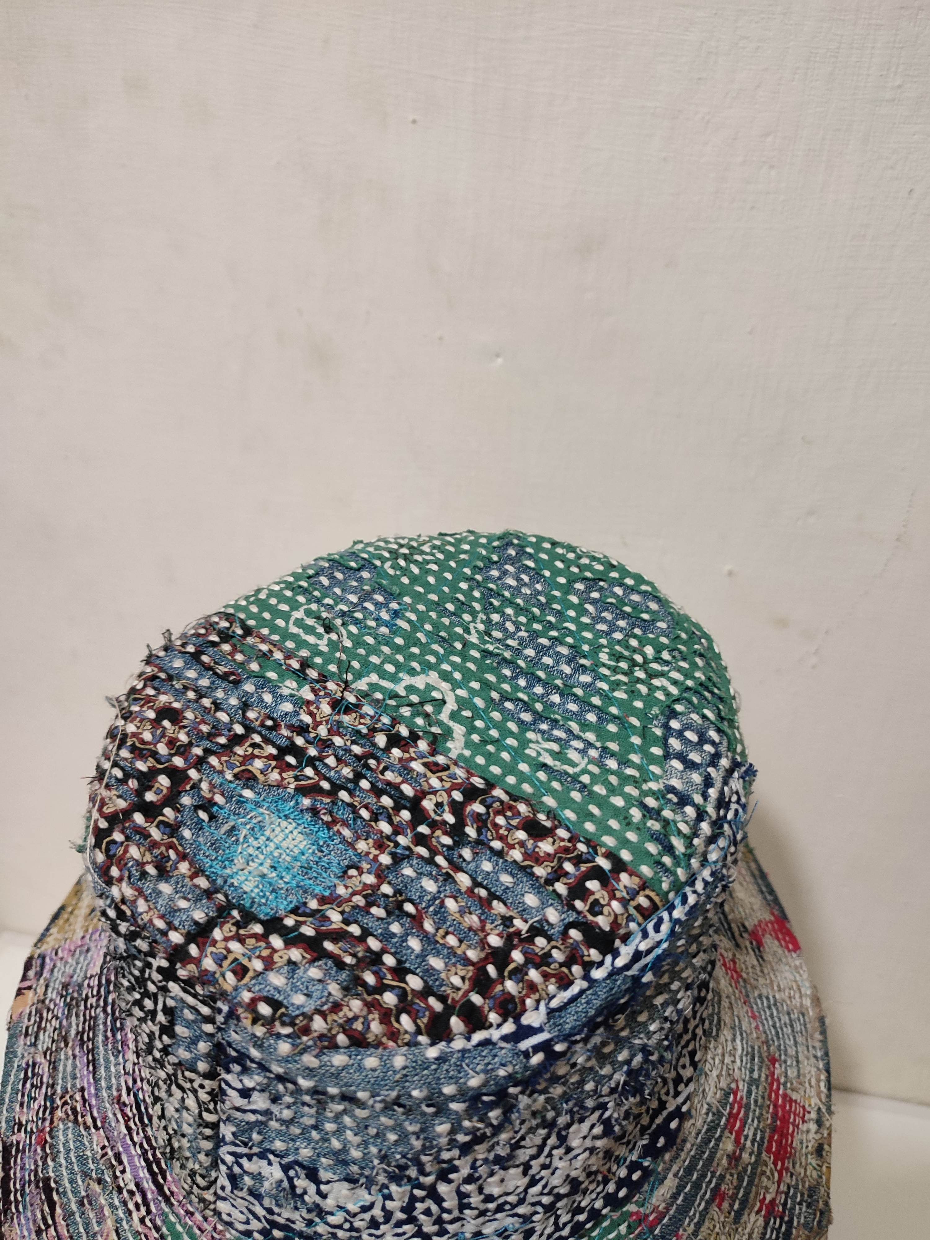 Art Comes First Custom Made Distressed Patchwork Bucket Hats Boro inspired Size ONE SIZE - 15 Thumbnail