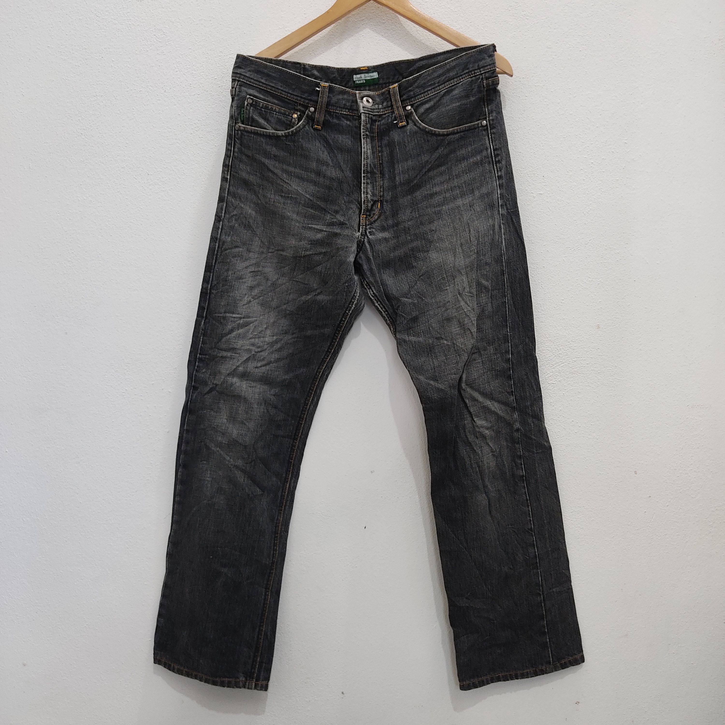 Paul Smith × Paul Smith Red Ear Paul Smith Designer Straight Cut Black Patch Denim Jeans Size US 32 / EU 48 - 1 Thumbnail