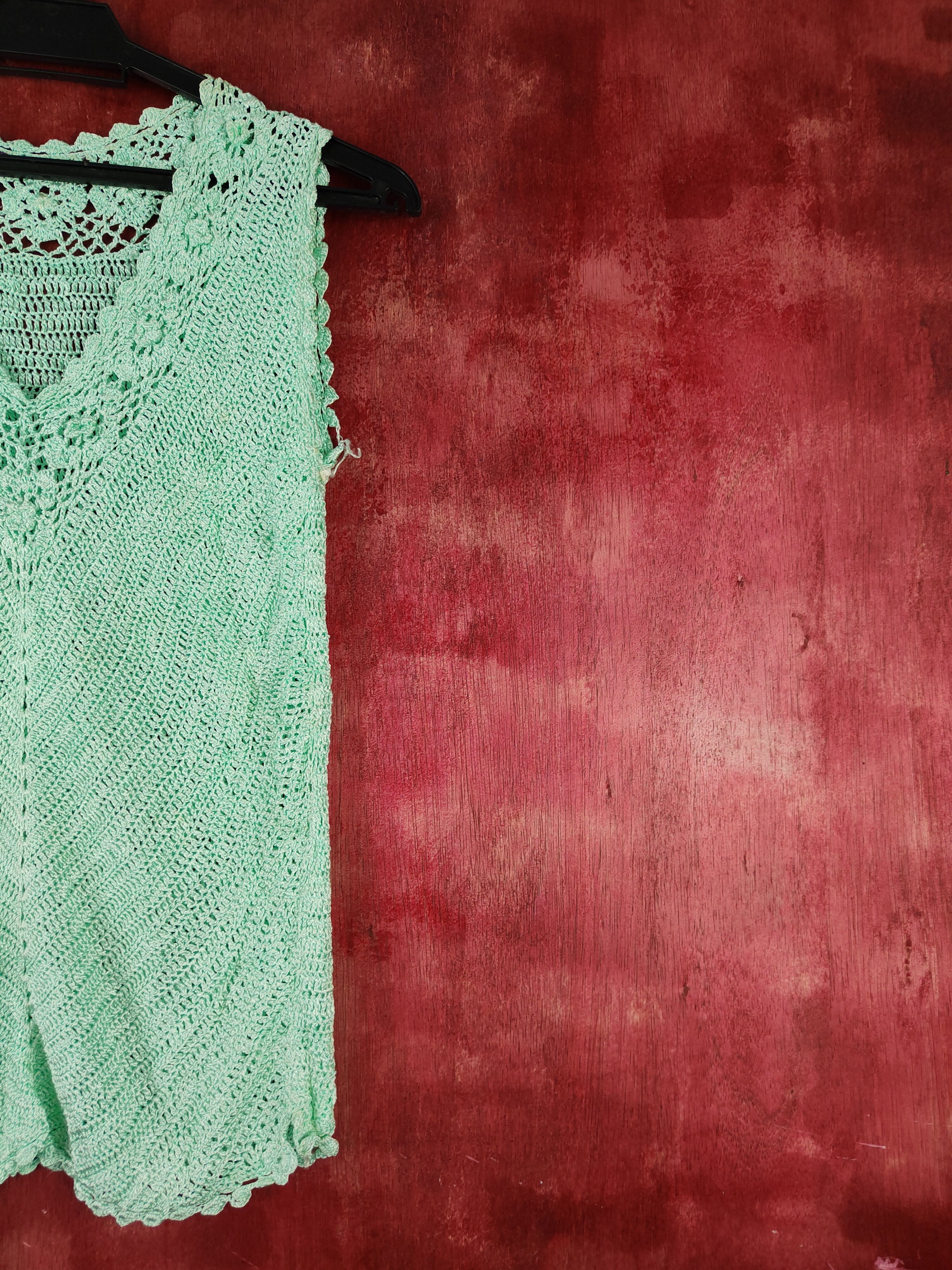Japanese Brand Japan Green Crochet Meshnet Knitwear Tank Tops #S971 Size XS / US 0-2 / IT 36-38 - 5 Thumbnail
