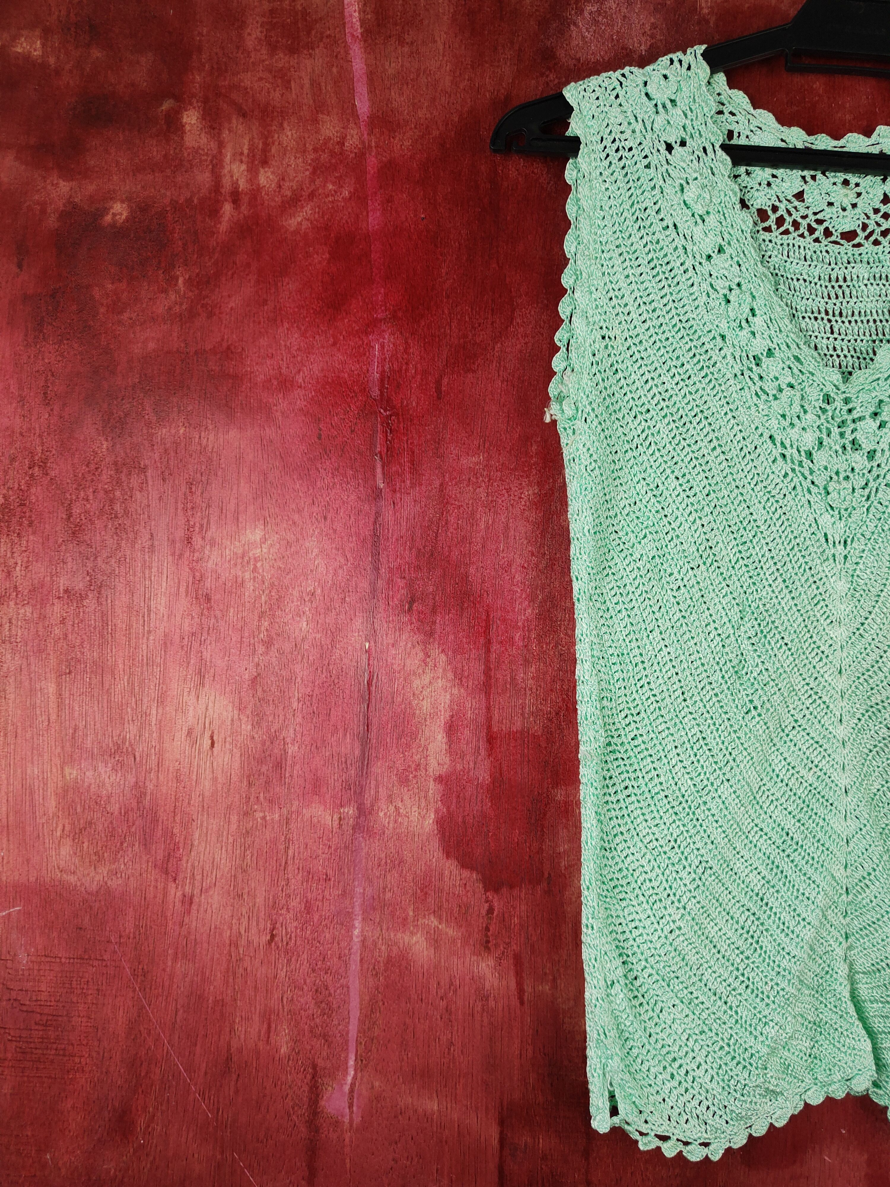 Japanese Brand Japan Green Crochet Meshnet Knitwear Tank Tops #S971 Size XS / US 0-2 / IT 36-38 - 3 Thumbnail