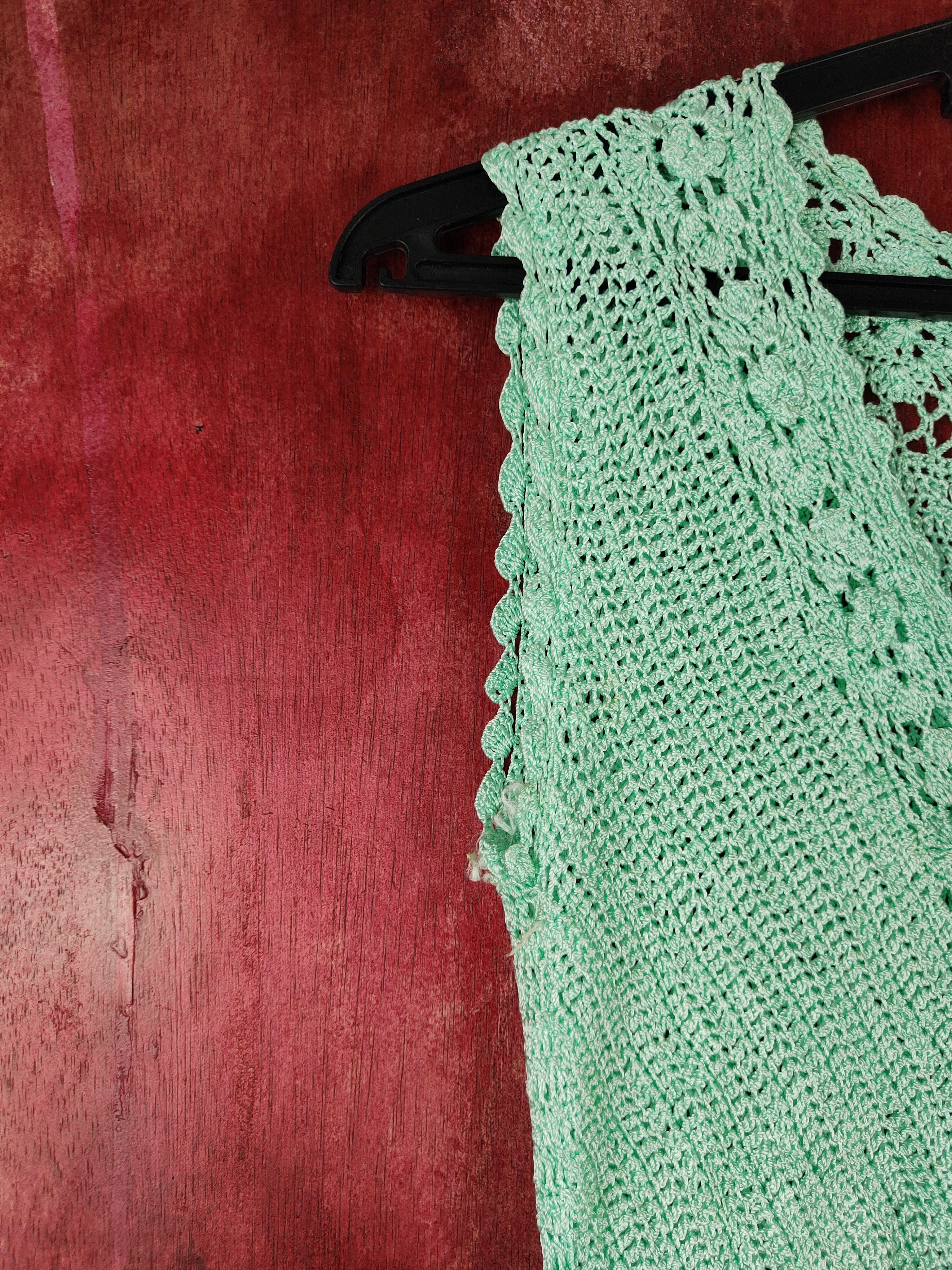 Japanese Brand Japan Green Crochet Meshnet Knitwear Tank Tops #S971 Size XS / US 0-2 / IT 36-38 - 4 Thumbnail