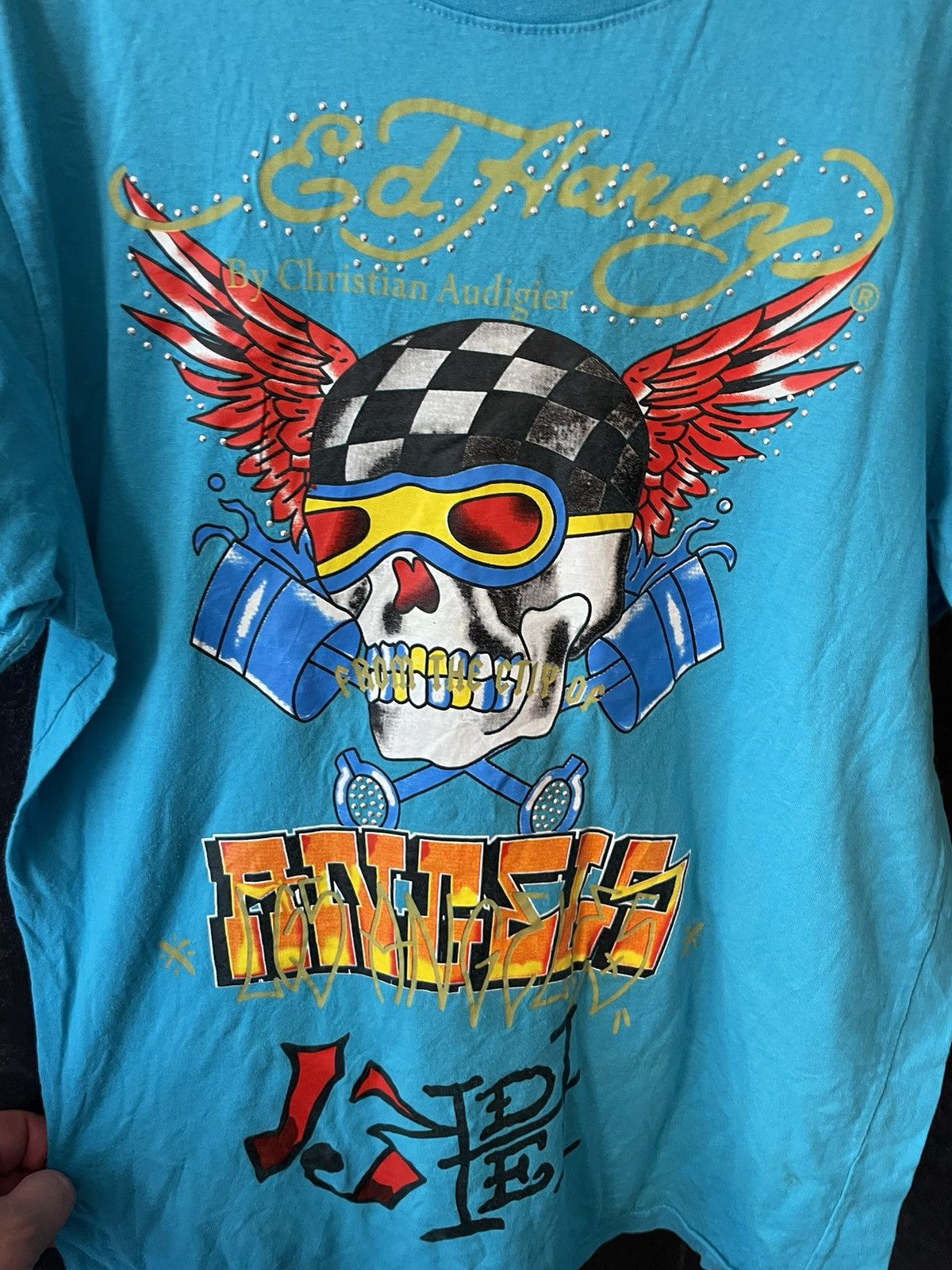 Ed Hardy × Vintage Don Ed Hardy Skull Tattoo biker Dagger Travis t shirt Size US M / EU 48-50 / 2 - 2 Thumbnail