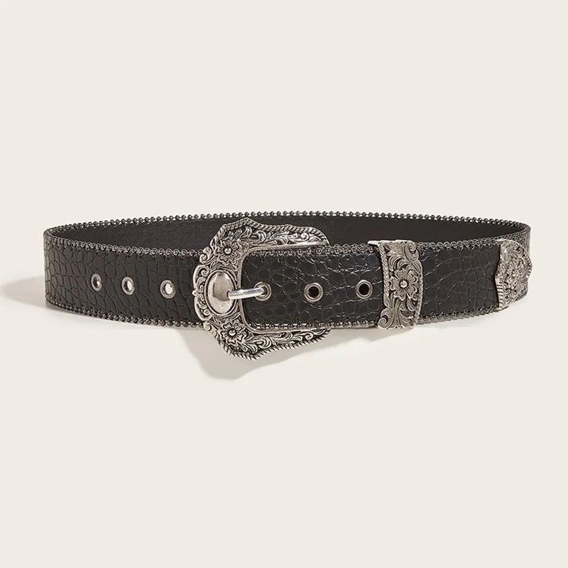 Leather Belt for Women Gothic Alloy Buckle Waist Strap Size ONE SIZE - 2 Thumbnail