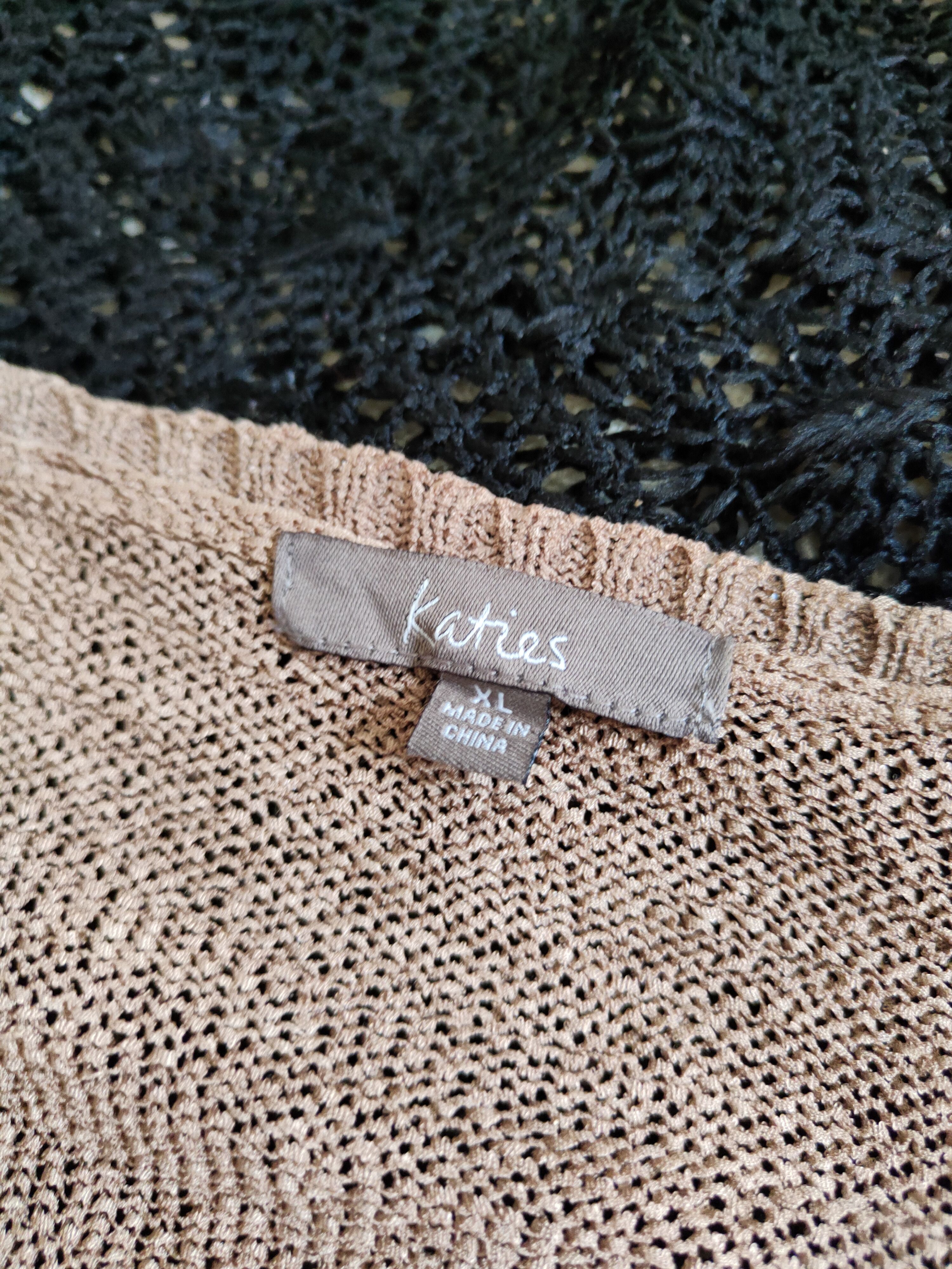Japanese Brand Katies Brown Crochet Meshnet Knitwear Cardigan #S970 Size L / US 10 / IT 46 - 13 Thumbnail