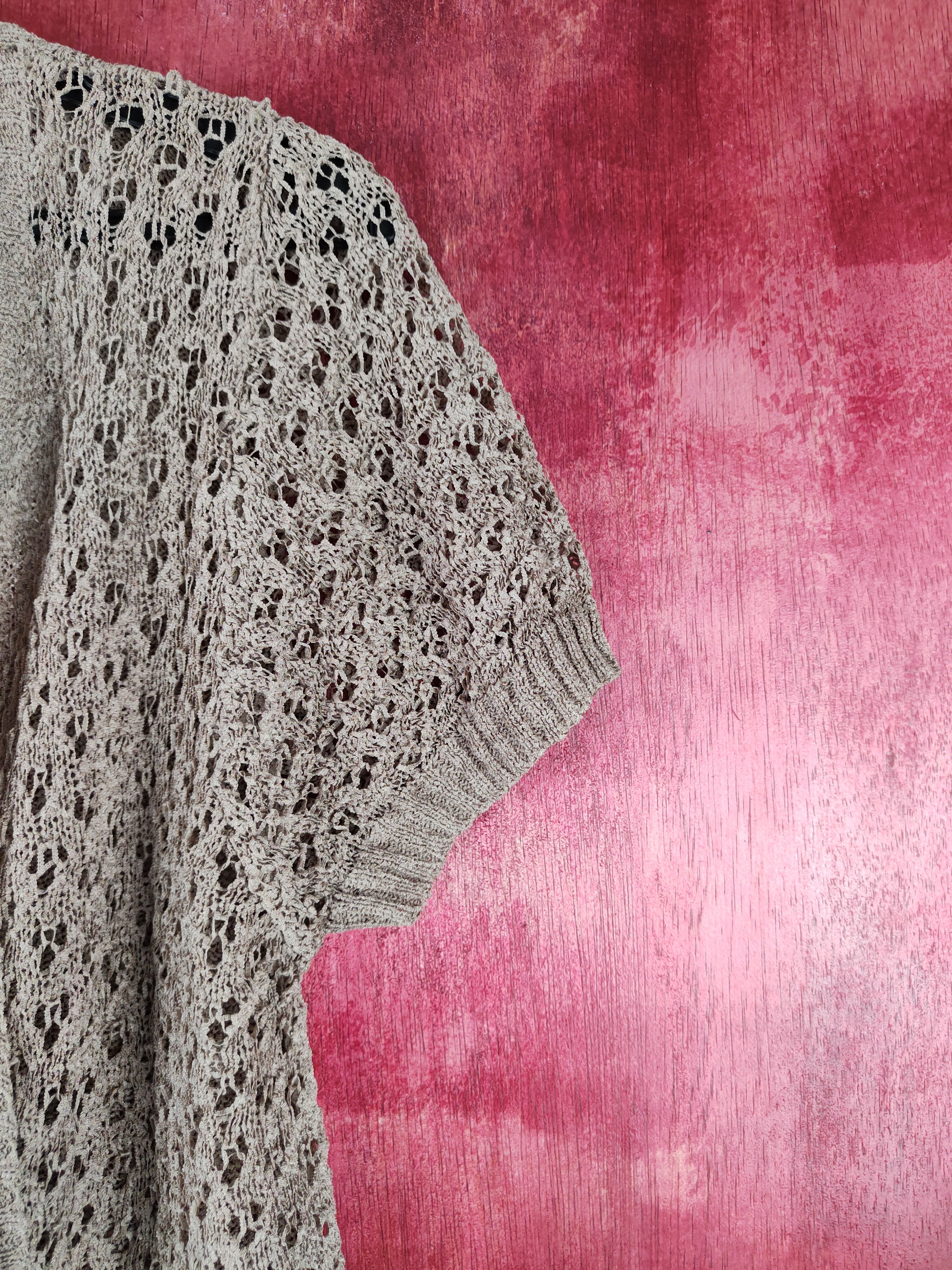 Japanese Brand Katies Brown Crochet Meshnet Knitwear Cardigan #S970 Size L / US 10 / IT 46 - 7 Thumbnail