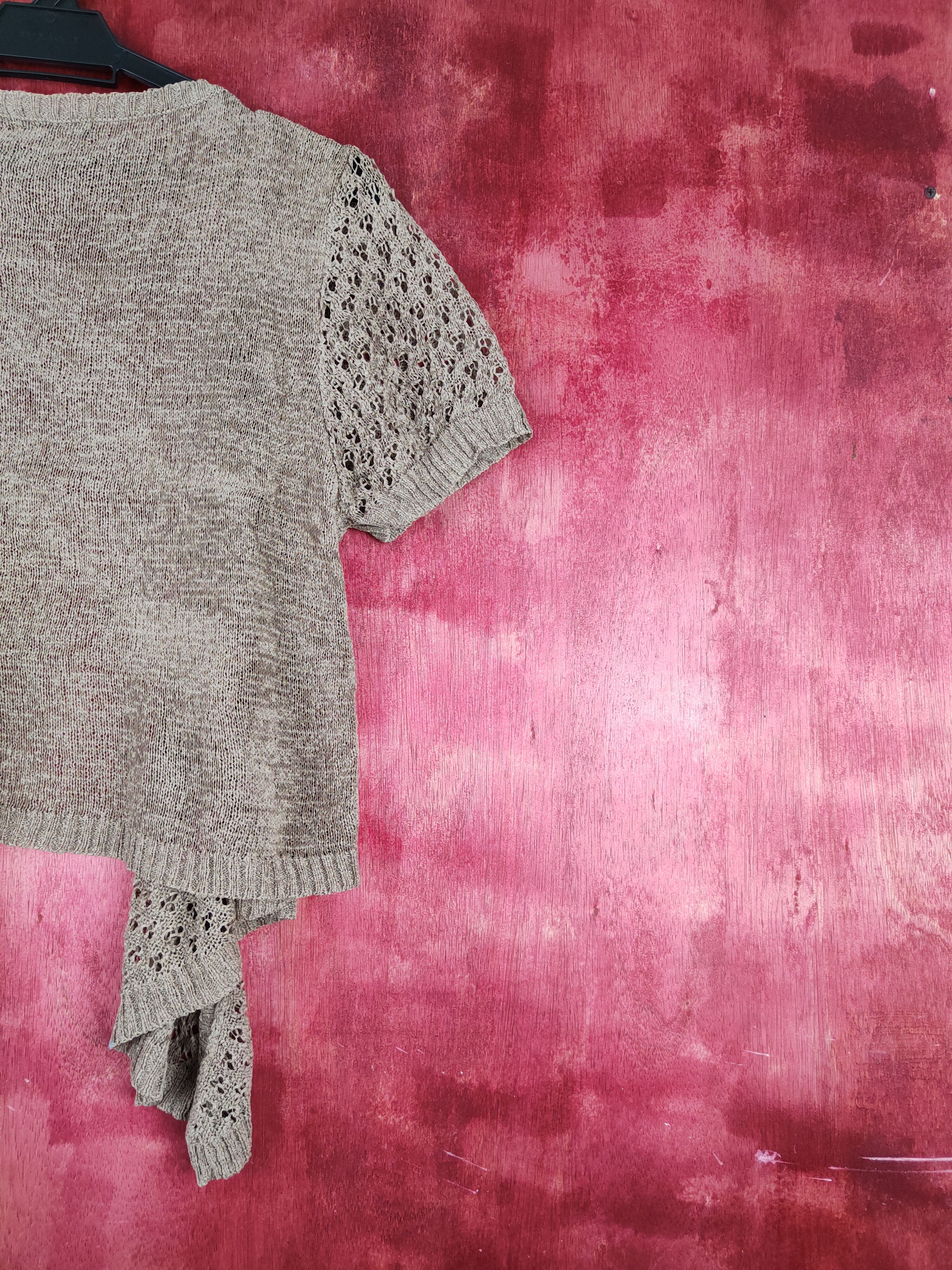 Japanese Brand Katies Brown Crochet Meshnet Knitwear Cardigan #S970 Size L / US 10 / IT 46 - 10 Thumbnail